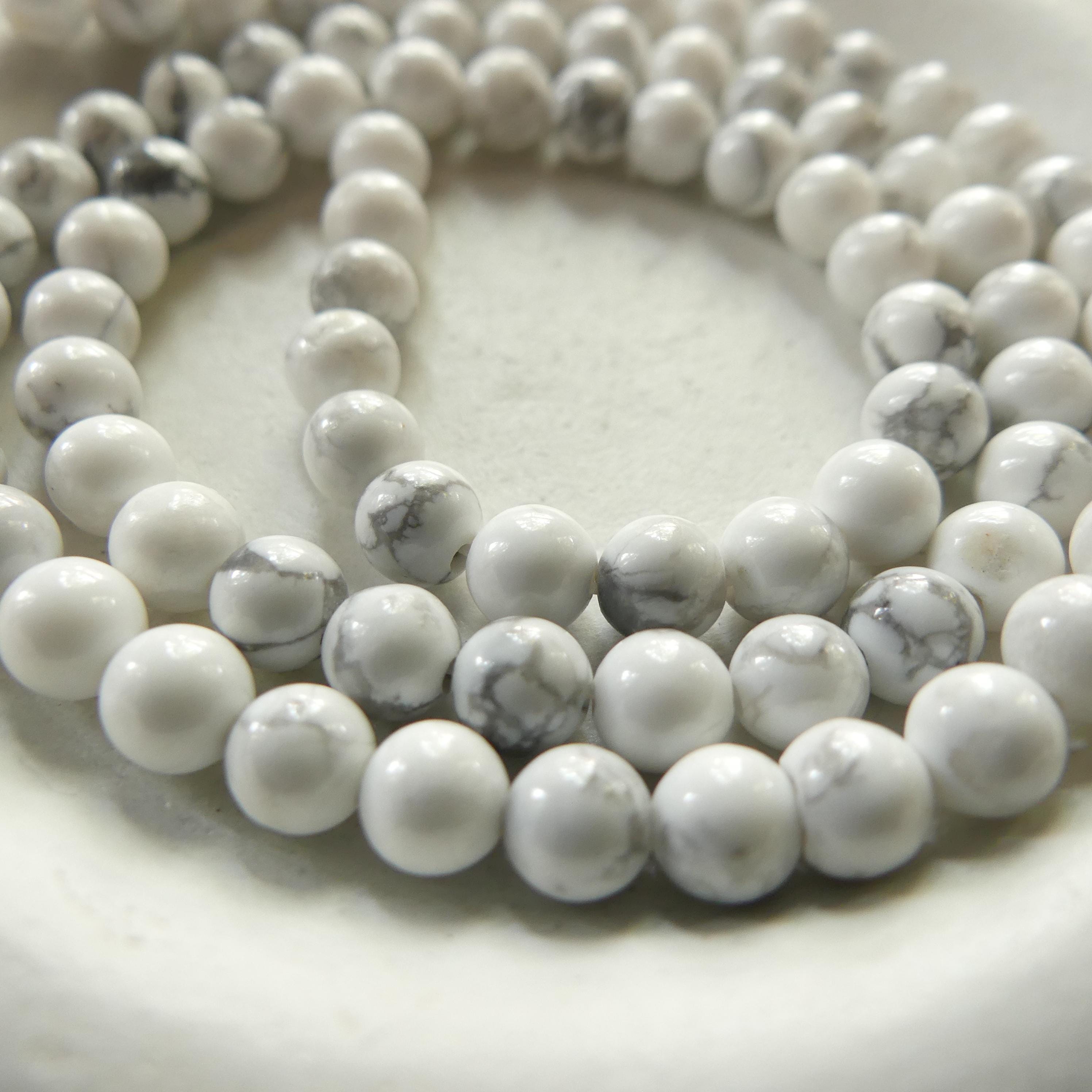 4mm 5mm Howlite Beads Smooth Beads 15" Natural White Turquoise Gemstone Beads Beading Crafter Gift DIY Jewelry