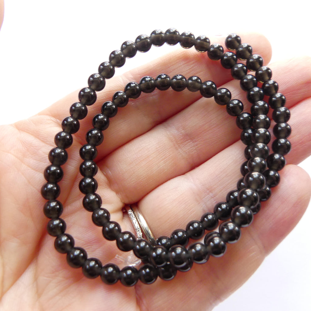 4mm Black Obsidian Smooth Beads Black Obsidian Genuine Beads 15" Gemstone Beads Beading Crafter Gift DIY Jewelry Making