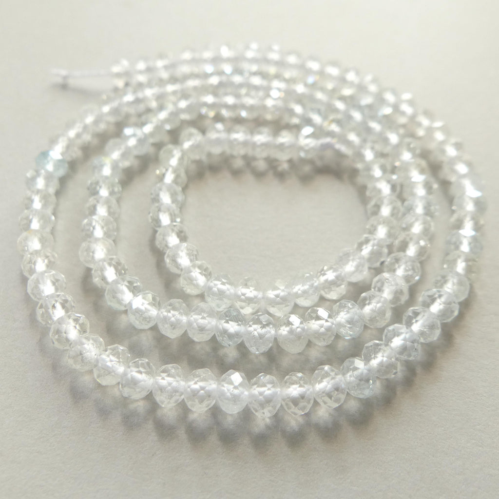 4mm AAA White Topaz Faceted Rondelle Beads 15" Natural Topaz Clear Sparkly Gemstone Beads Beading Crafter Gift April Birthstone DIY Jewelry
