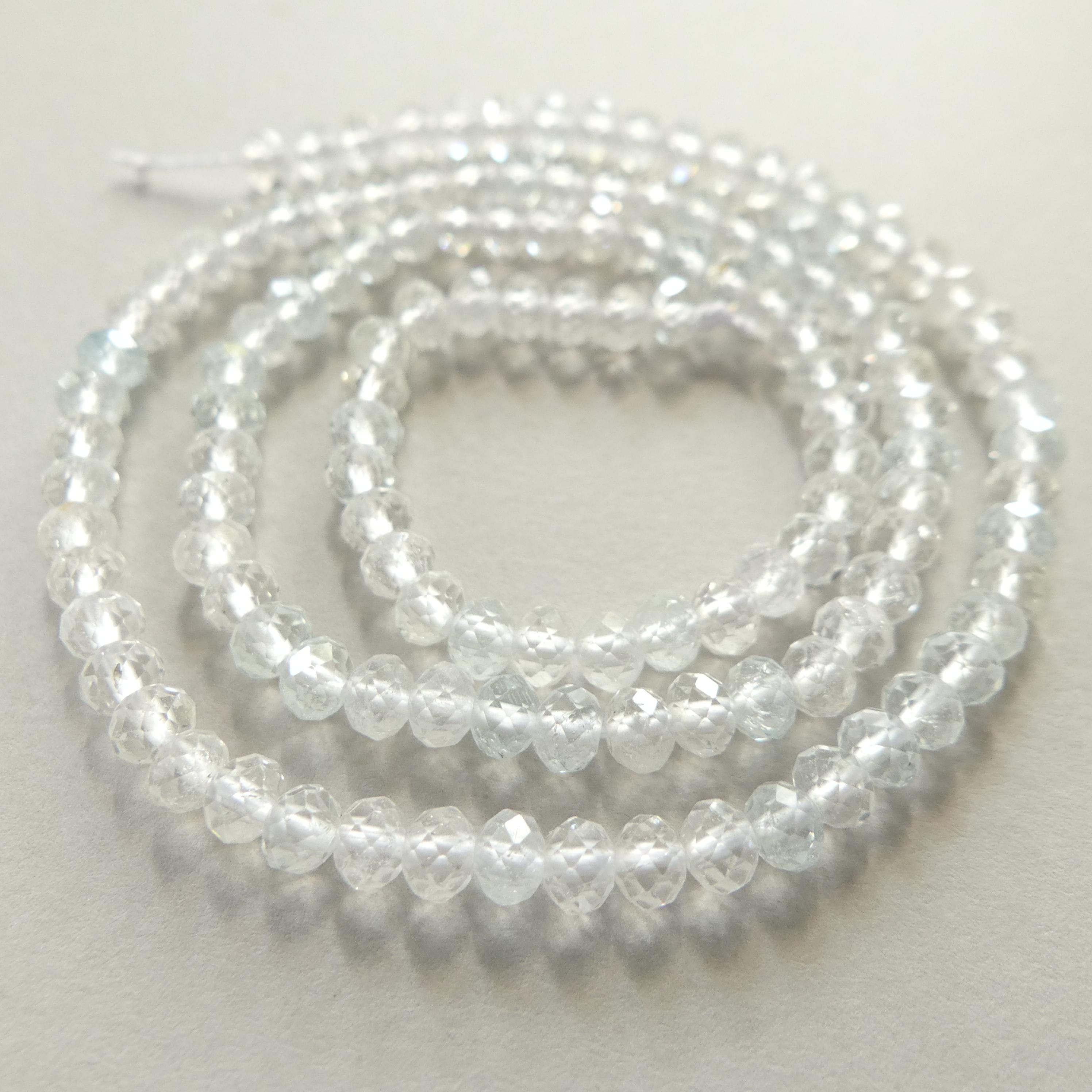 4mm AAA White Topaz Faceted Rondelle Beads 15" Natural Topaz Clear Sparkly Gemstone Beads Beading Crafter Gift April Birthstone DIY Jewelry