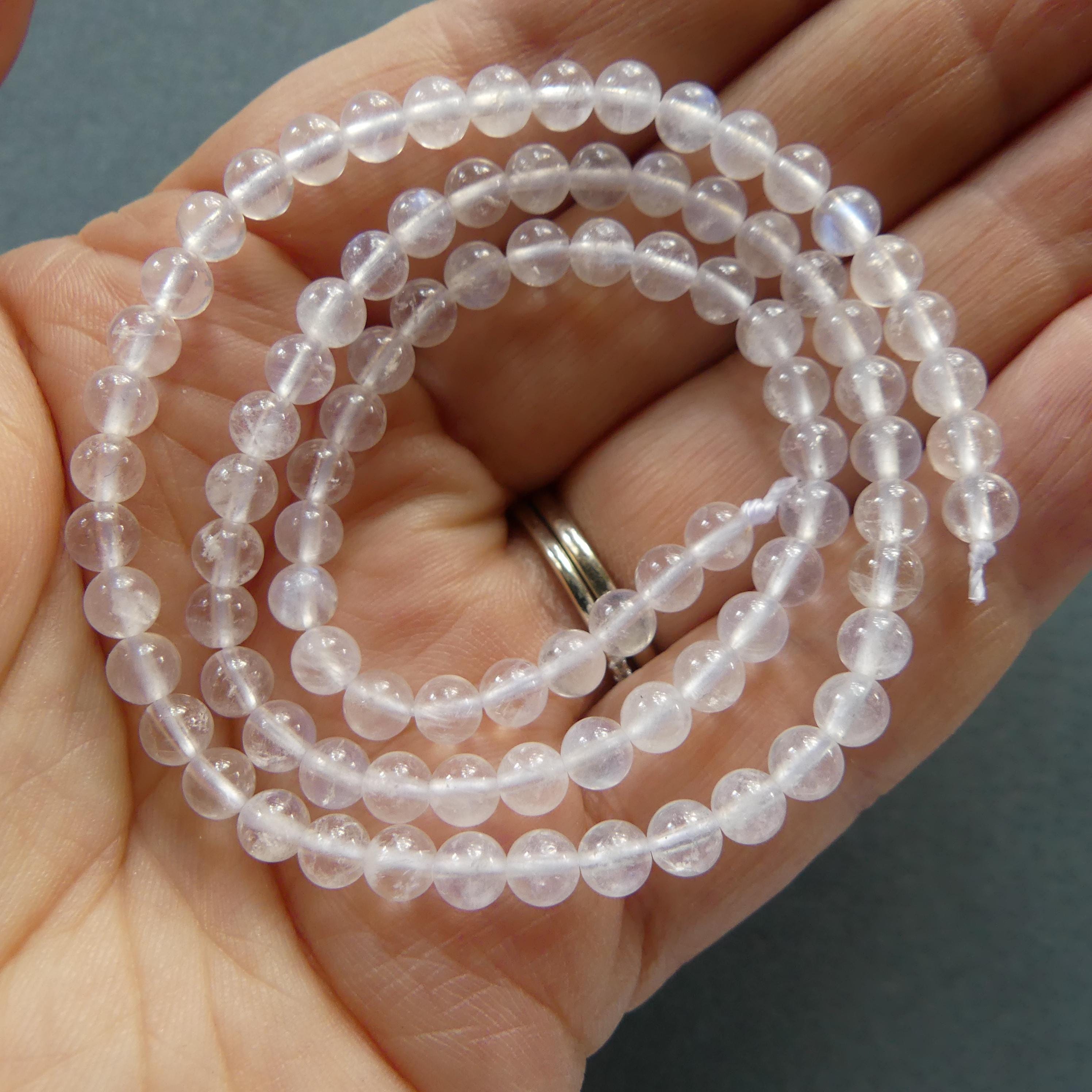 4mm Rainbow Moonstone Beads 15" Smooth Gemstone Beads Beading Crafter Gift June Birthstone DIY Jewelry