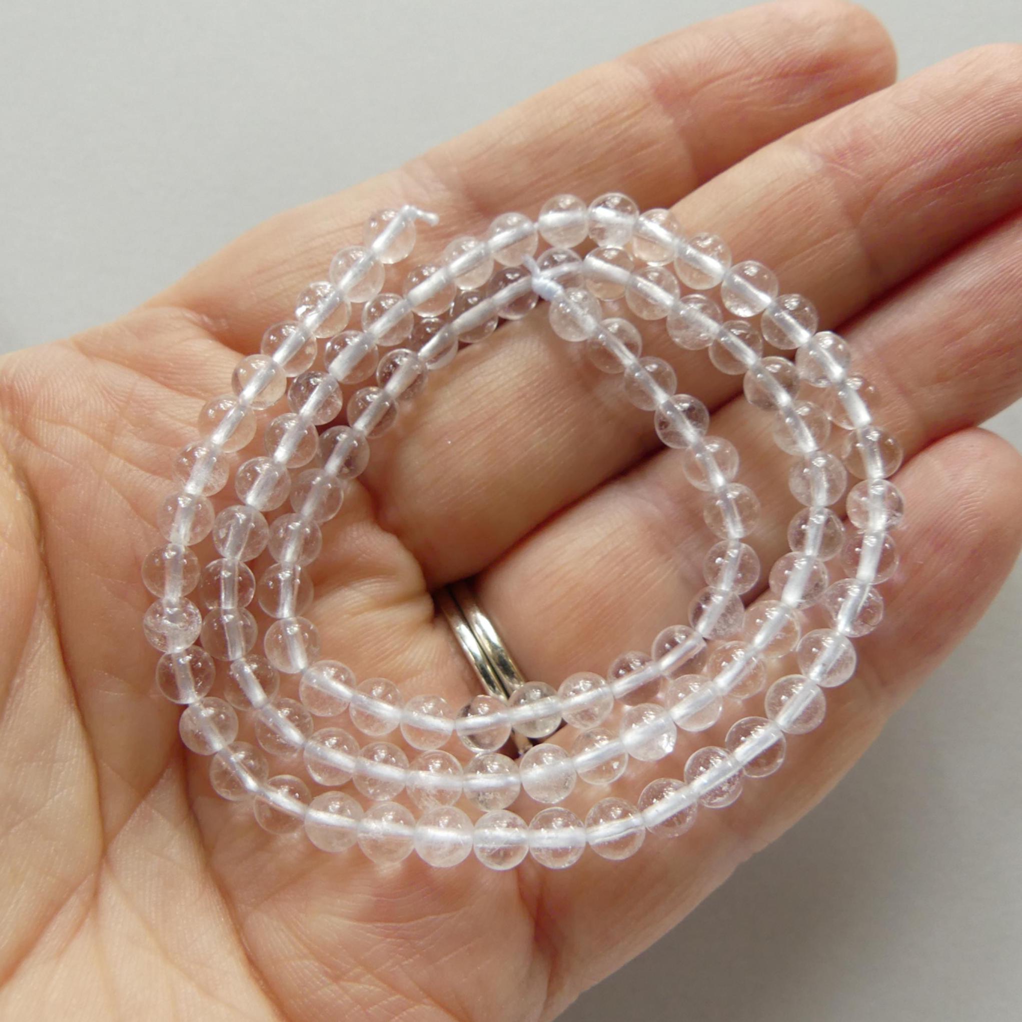 4mm AAA Rock Quartz Beads Smooth 15" Clear Crystal Quartz Smooth Genuine Gemstone Beads Jewelry Making Beading Craft Gift April Birthstone