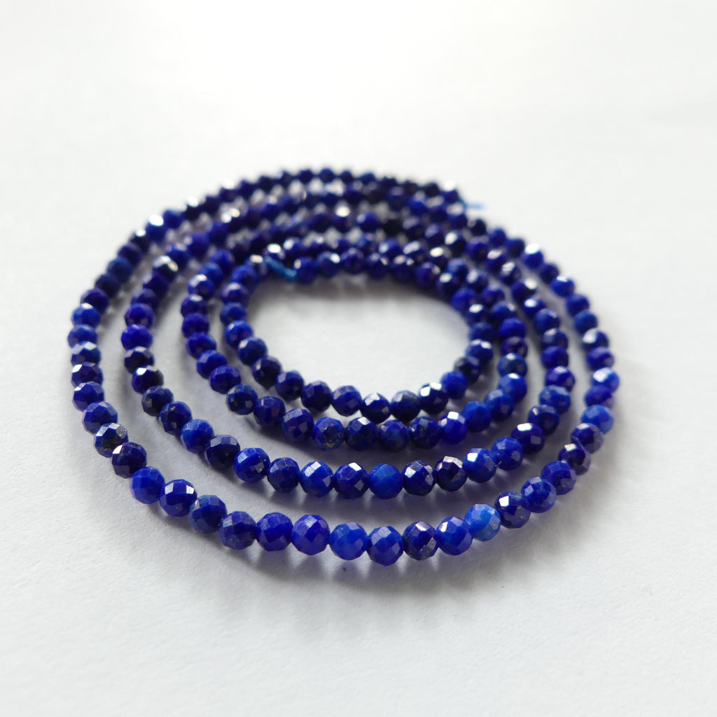 2mm Lapis Lazuli Faceted Beads 15.5" Selected Blue Gemstone Beads for Jewelry Making Beading Craft Gift Beads