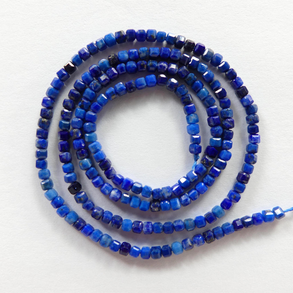 2mm Lapis Lazuli Faceted Cube Beads 15" Blue Lapis Gemstone Beads for Jewelry Making Beading Craft Gift Beads DIY Jewelry Making