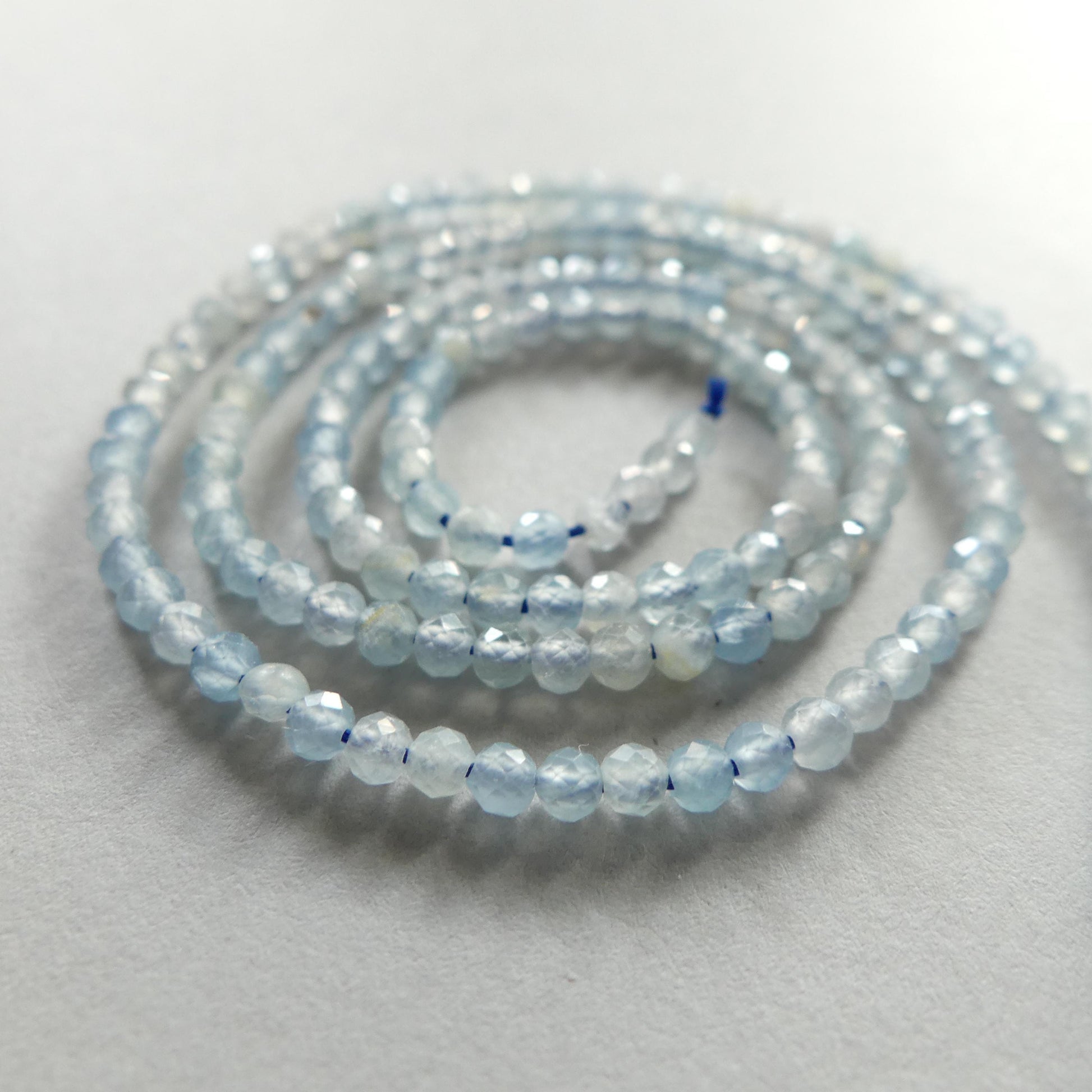 2.6mm Lemurian Micro Faceted Beads Genuine Baby Blue Beads 15.5" Sparkly Gemstone Beads for Jewelry Making
