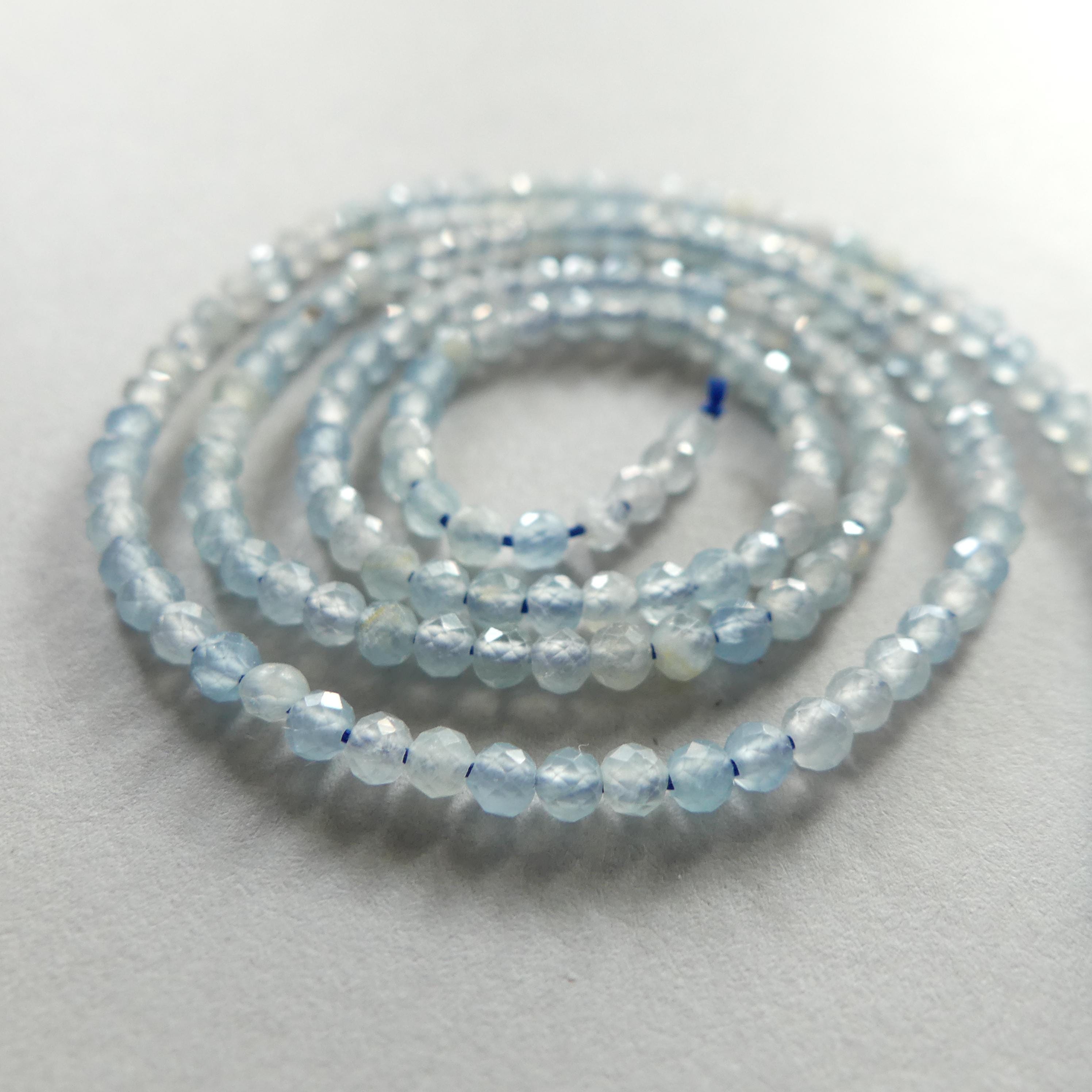 2.6mm Lemurian Micro Faceted Beads Genuine Baby Blue Beads 15.5" Sparkly Gemstone Beads for Jewelry Making