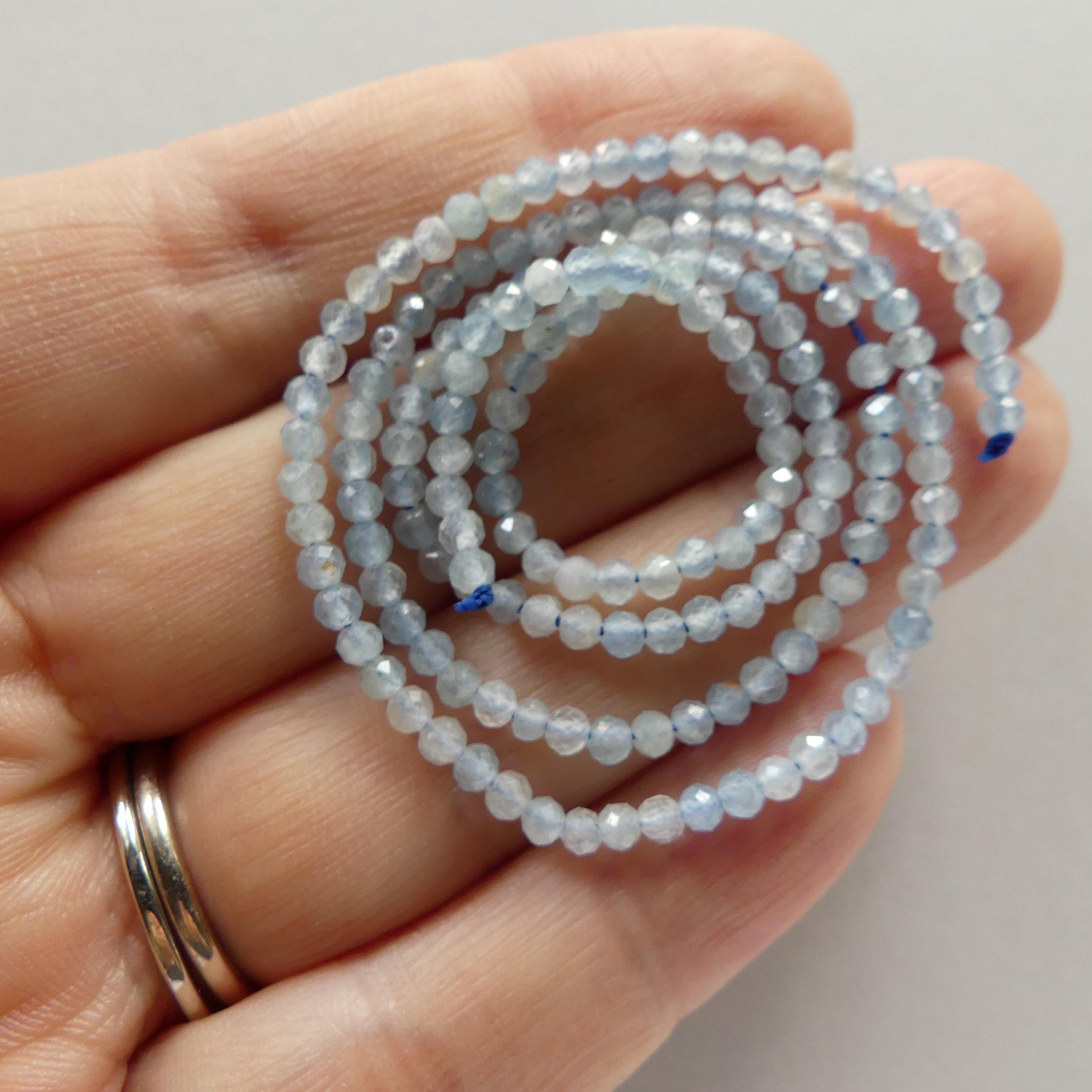 2.6mm Lemurian Micro Faceted Beads Genuine Baby Blue Beads 15.5" Sparkly Gemstone Beads for Jewelry Making