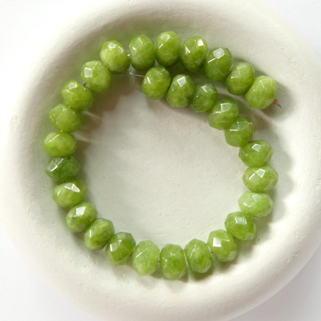 7mm 8mm Vesuvianite Beads Rondelle Beads 6.25" Green Gemstone Beads for Silk Knotting Jewelry Making DIY Necklace