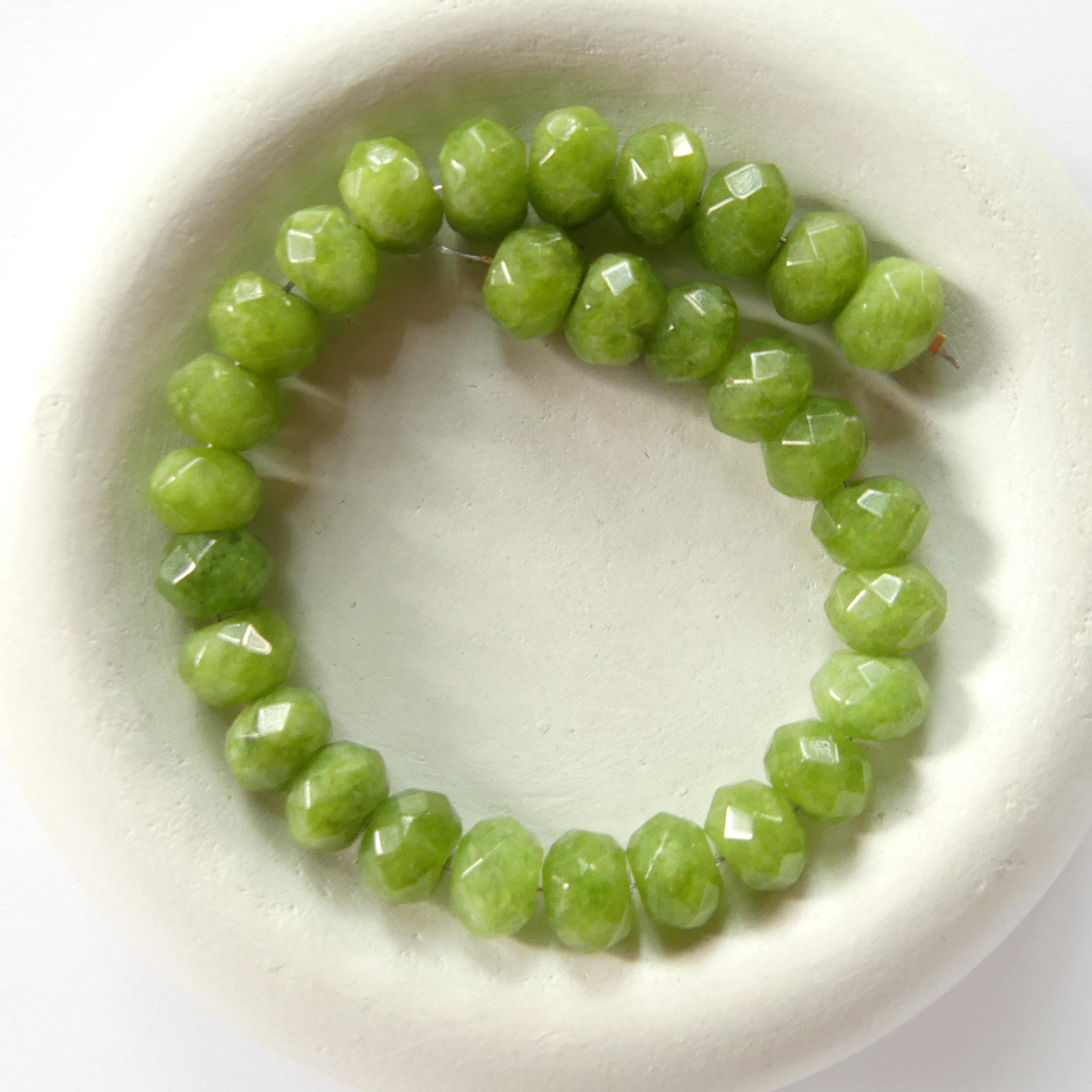 7mm 8mm Vesuvianite Beads Rondelle Beads 6.25" Green Gemstone Beads for Silk Knotting Jewelry Making DIY Necklace