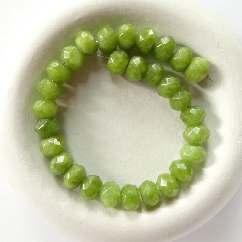 7mm 8mm Vesuvianite Beads Rondelle Beads 6.25" Green Gemstone Beads for Silk Knotting Jewelry Making DIY Necklace