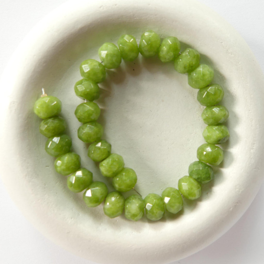 7mm 8mm Vesuvianite Beads Rondelle Beads 6.25" Green Gemstone Beads for Silk Knotting Jewelry Making DIY Necklace