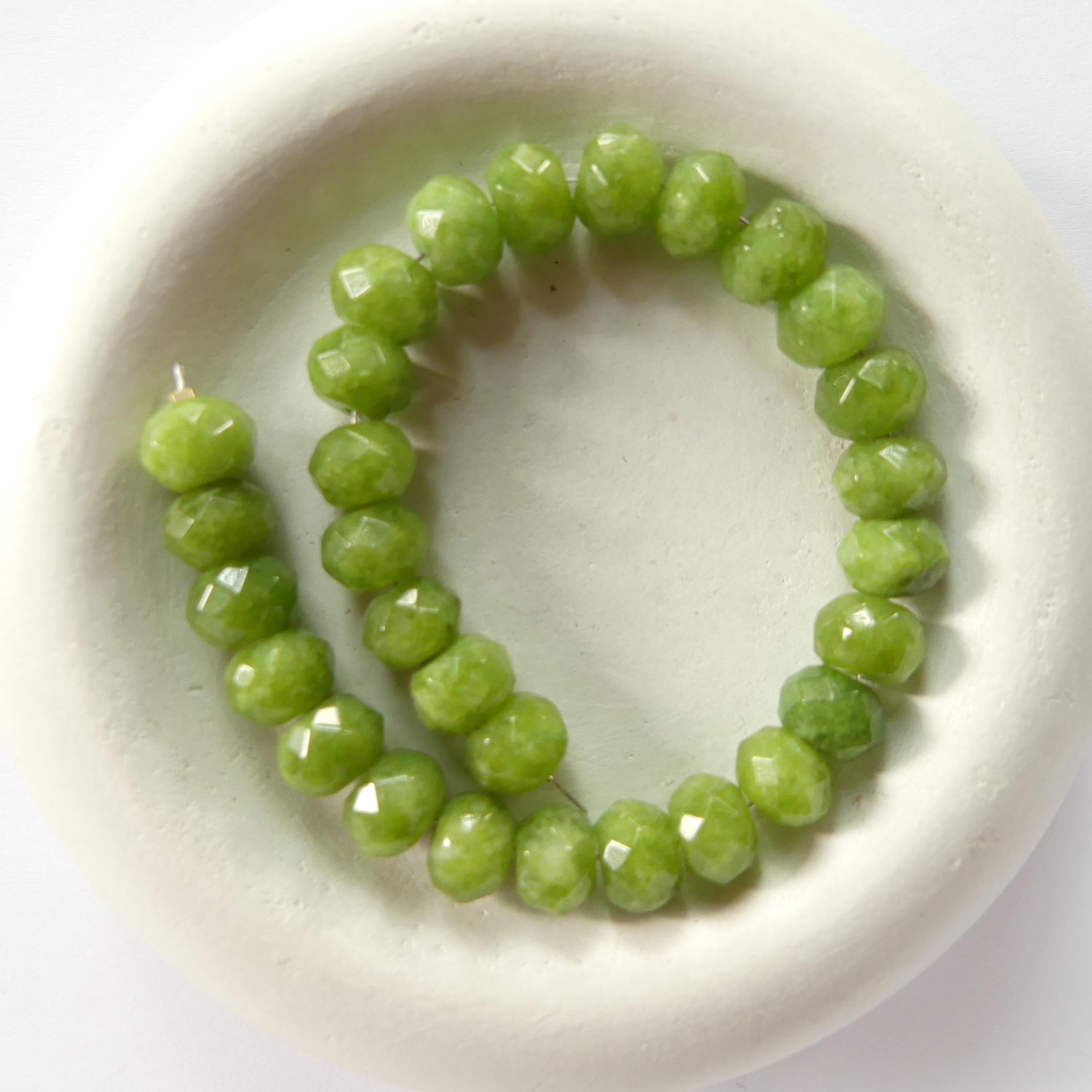 7mm 8mm Vesuvianite Beads Rondelle Beads 6.25" Green Gemstone Beads for Silk Knotting Jewelry Making DIY Necklace
