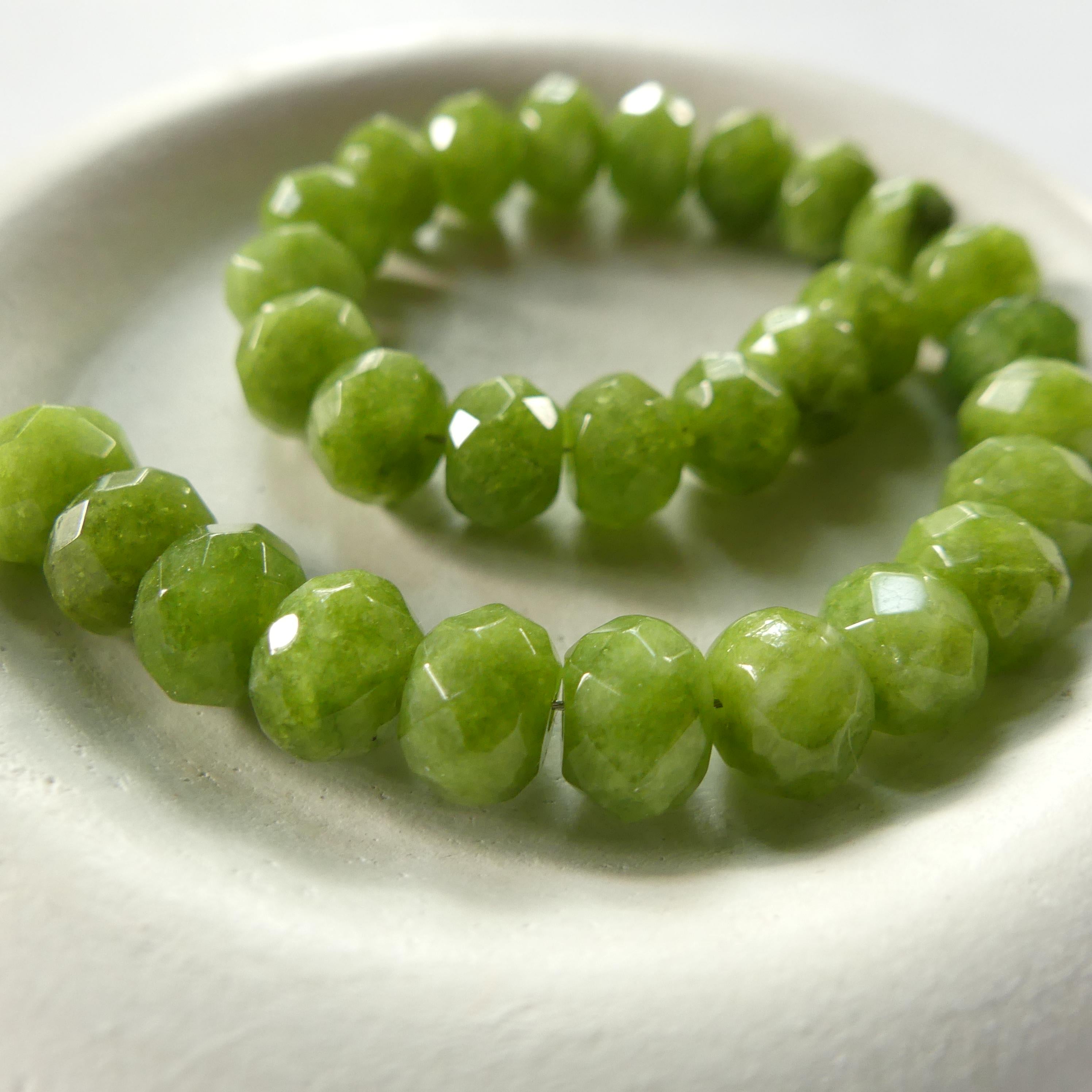 7mm 8mm Vesuvianite Beads Rondelle Beads 6.25" Green Gemstone Beads for Silk Knotting Jewelry Making DIY Necklace