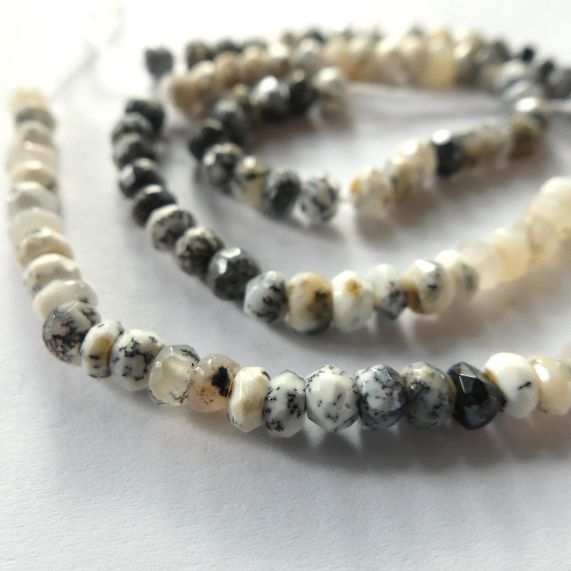 4mm Dendrite Opal Beads Rondelle 6.25" Opal Genuine Gemstone Beads Natural Opal for Jewelry Making Beading Craft Gift Beads