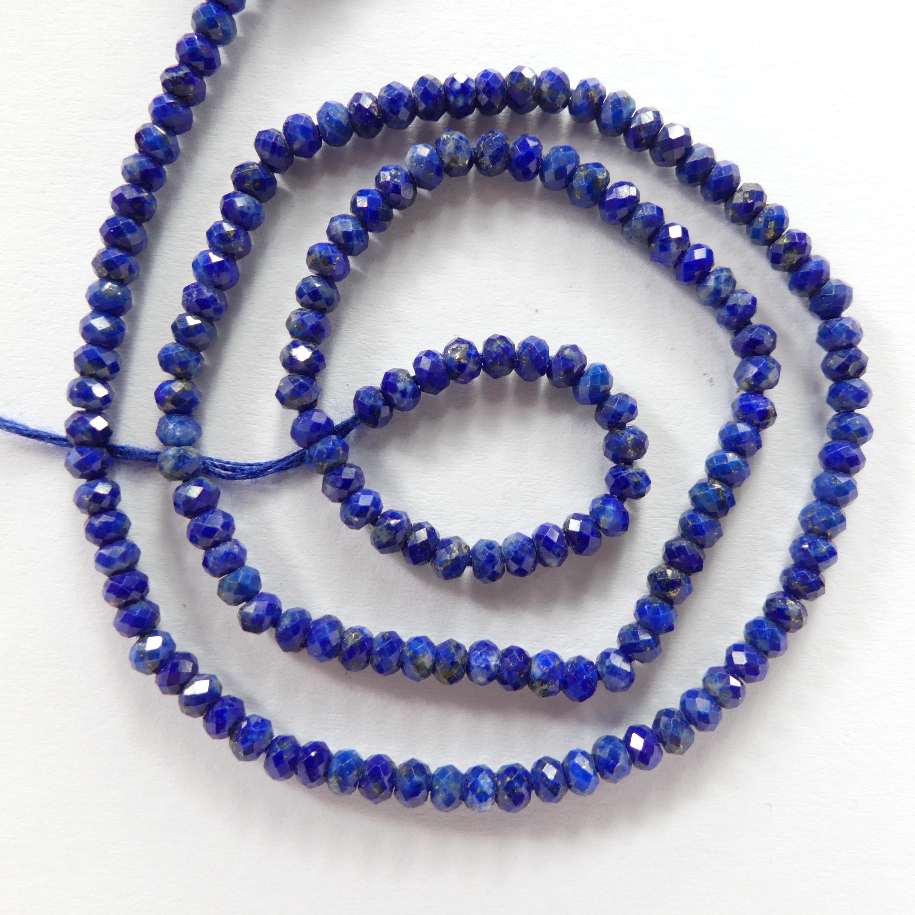 3mm AAA Lapis Lazuli Beads Faceted Rondelle 12.5" Sparkly Blue Gemstone Beads for Jewelry Making Beading Craft Gift September Birthstone
