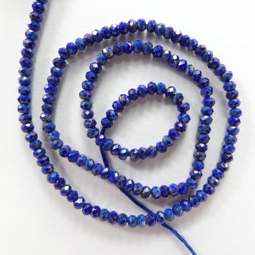 3mm AAA Lapis Lazuli Beads Faceted Rondelle 12.5" Sparkly Blue Gemstone Beads for Jewelry Making Beading Craft Gift September Birthstone
