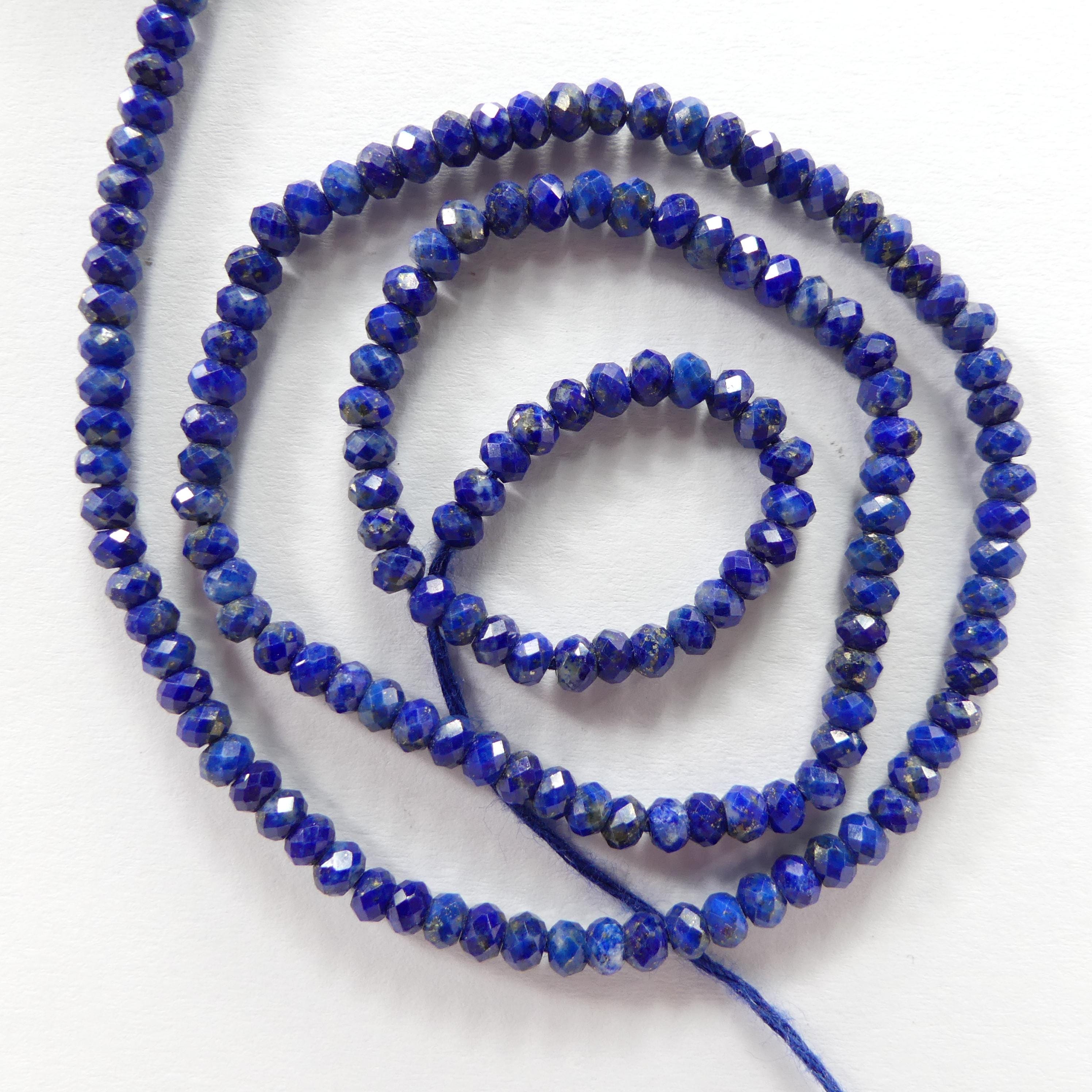 3mm AAA Lapis Lazuli Beads Faceted Rondelle 12.5" Sparkly Blue Gemstone Beads for Jewelry Making Beading Craft Gift September Birthstone