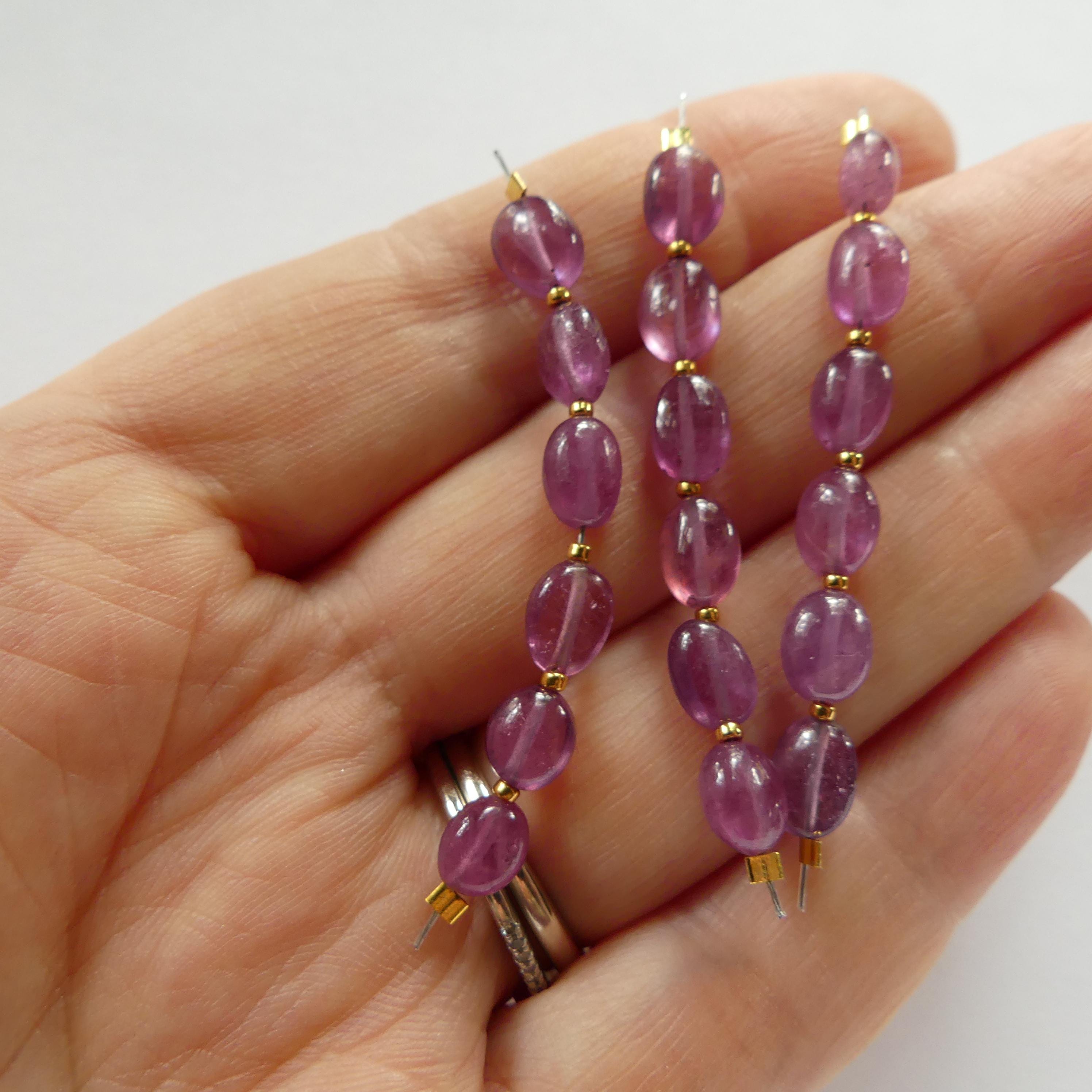 5mm Natural Pink Sapphire Oval Beads Smooth 6 Pcs Sapphire Genuine Gemstone Beads Jewelry Making Beading Craft Gift September Birthstone