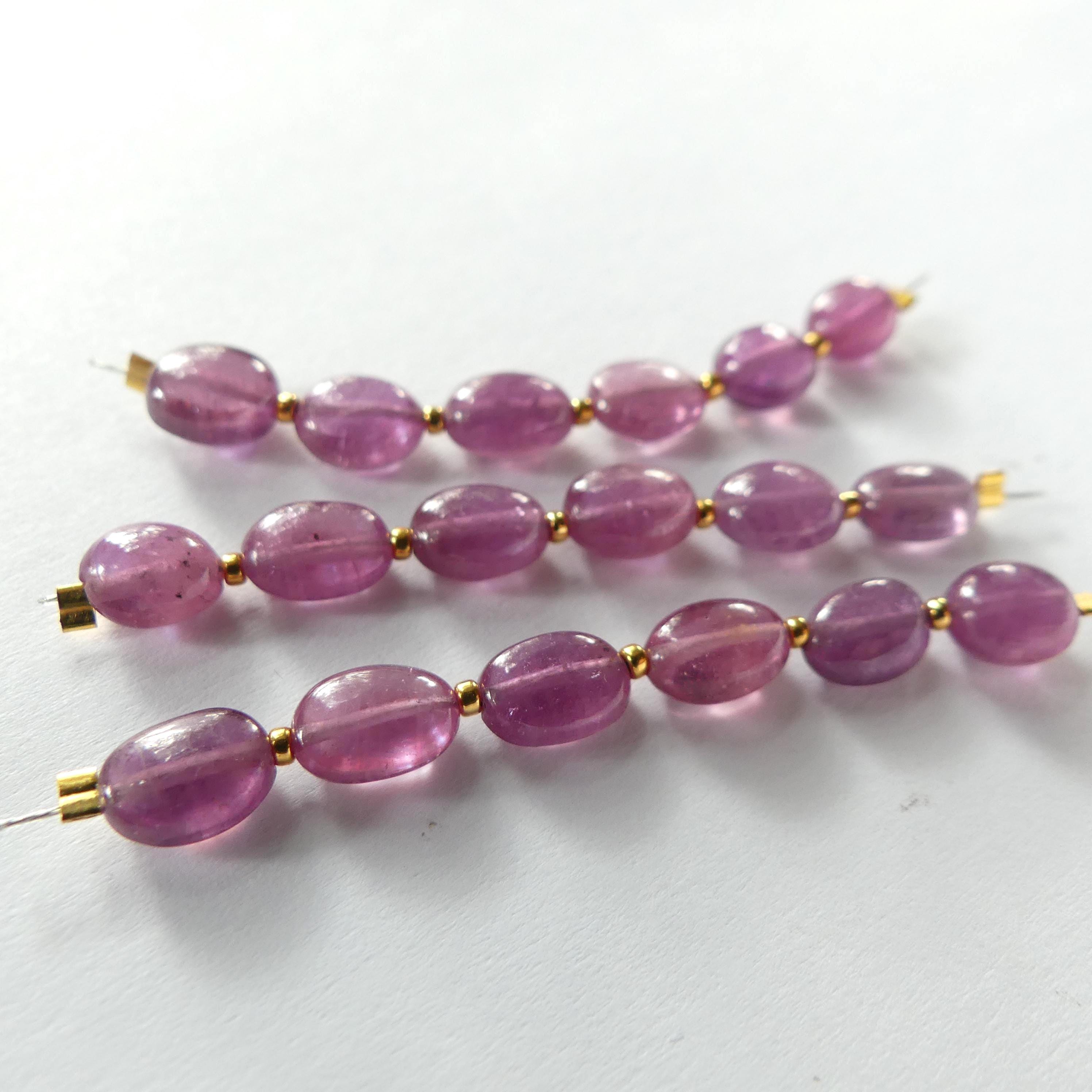 5mm Natural Pink Sapphire Oval Beads Smooth 6 Pcs Sapphire Genuine Gemstone Beads Jewelry Making Beading Craft Gift September Birthstone