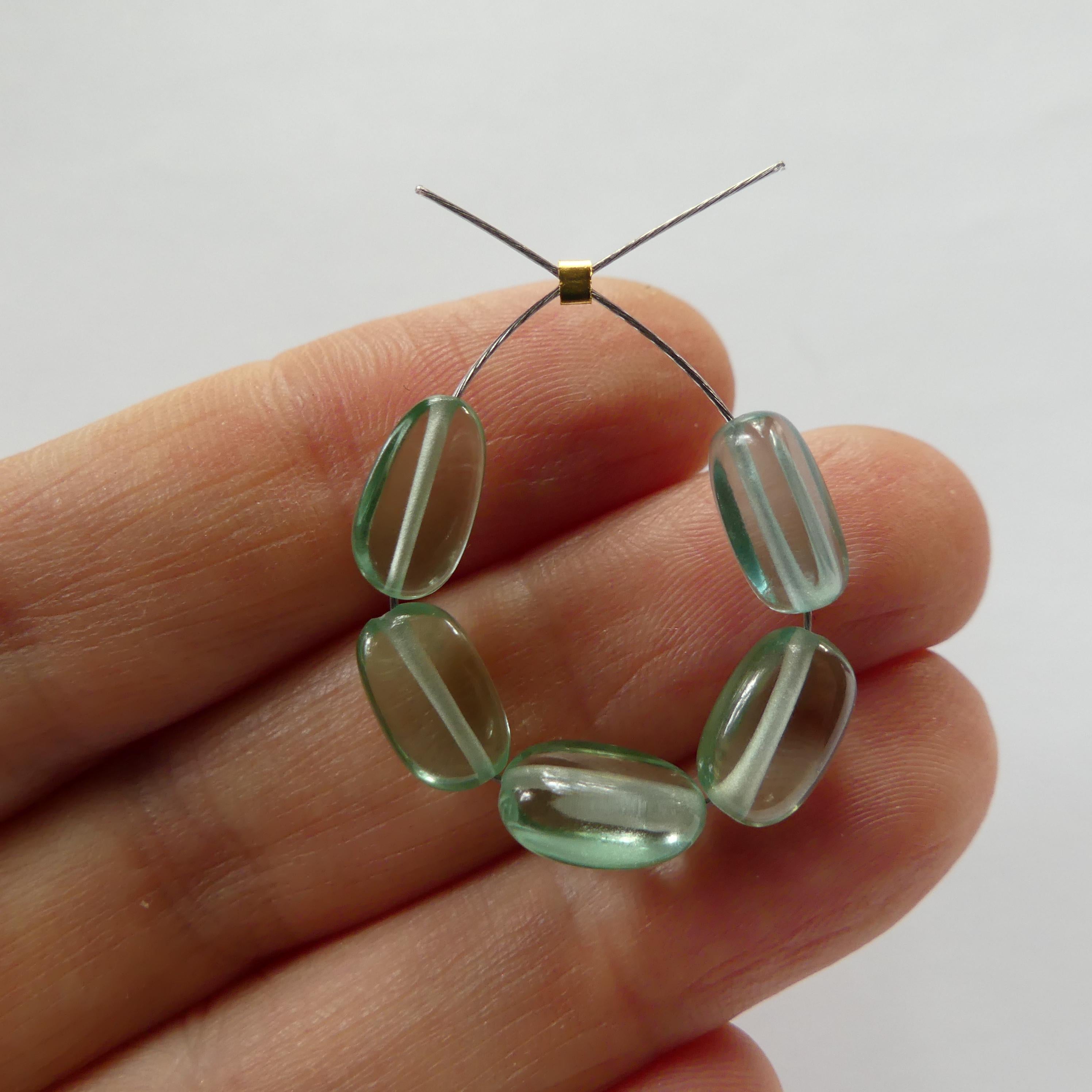 6mm Green Sapphire Oval Beads Smooth 5 Pcs Sapphire Genuine Gemstone Beads Jewelry Making Beading Craft Gift September Birthstone
