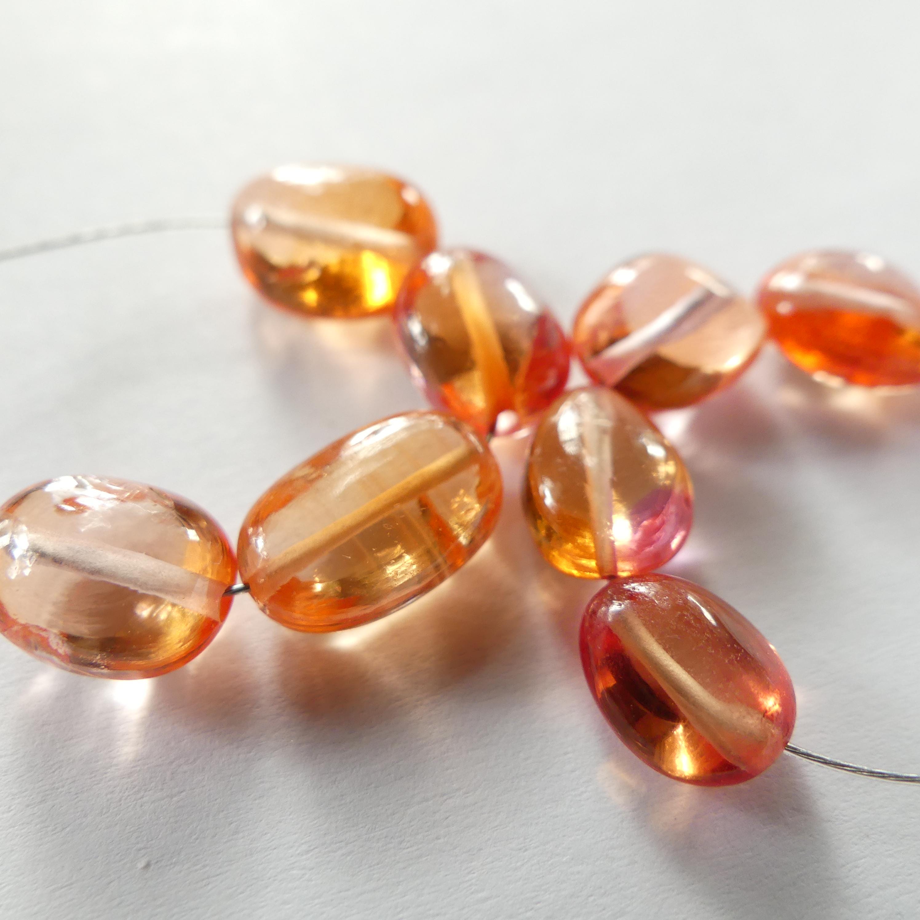 5mm 8mm Padparadscha Sapphire Oval Beads Smooth 4 Pcs Sapphire Genuine Gemstone Beads Jewelry Making Beading Craft Gift September Birthstone