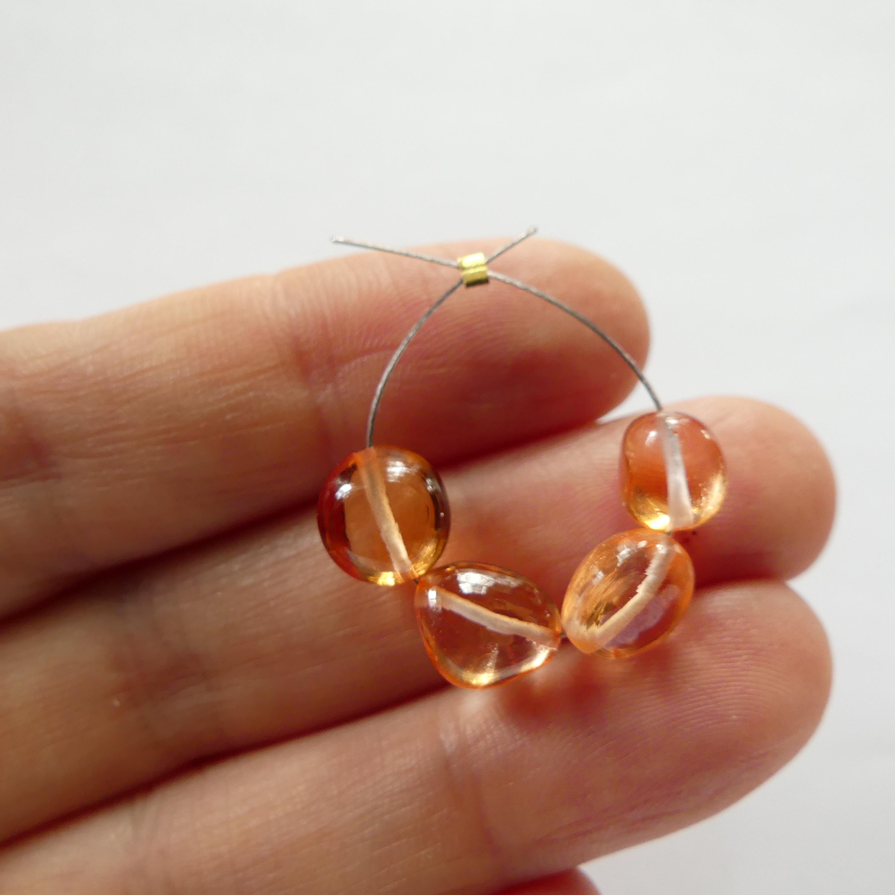 5mm 8mm Padparadscha Sapphire Oval Beads Smooth 4 Pcs Sapphire Genuine Gemstone Beads Jewelry Making Beading Craft Gift September Birthstone
