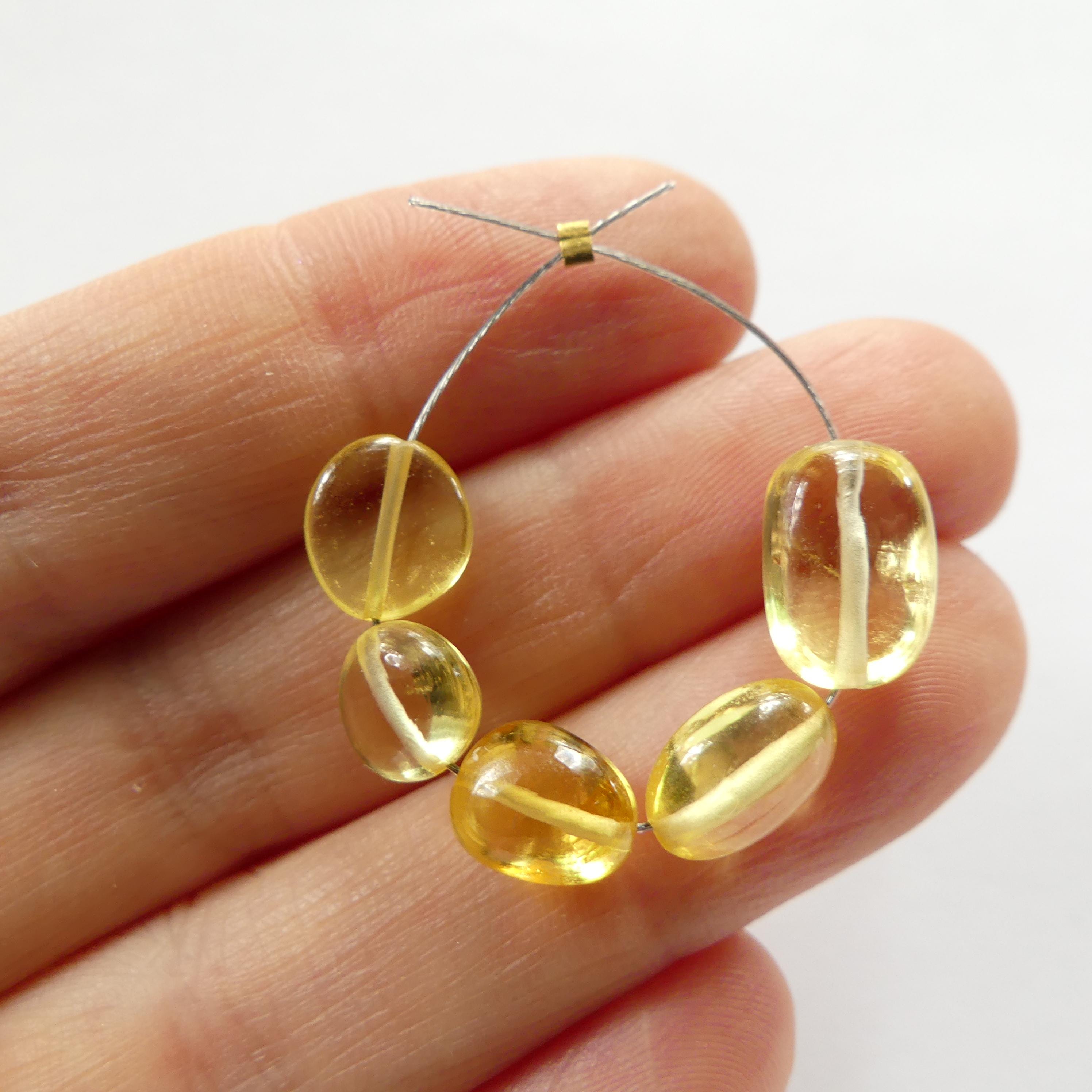 Yellow Sapphire Oval Beads Smooth 4 Pcs Sapphire Genuine Gemstone Beads Jewelry Making Beading Craft Gift September Birthstone