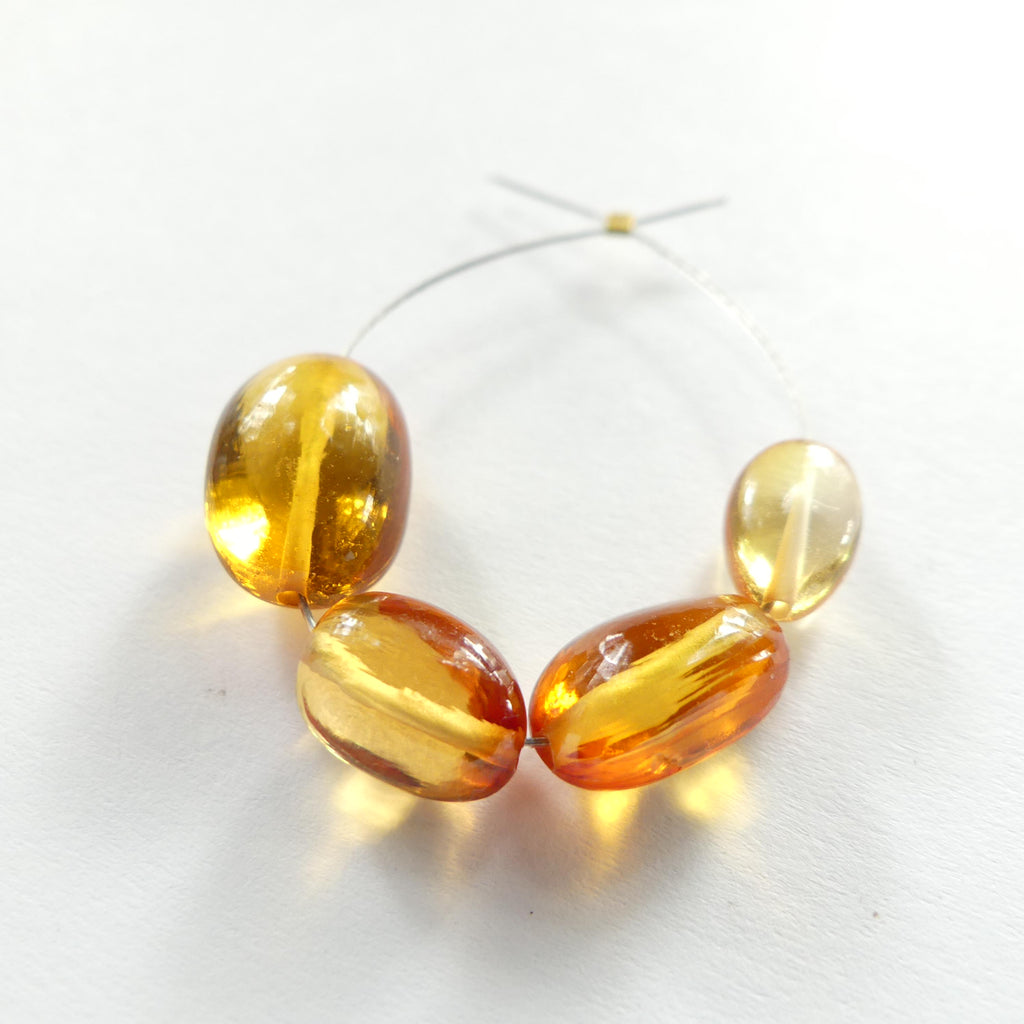 Orange Padparadscha Sapphire Oval Beads Smooth 4 Pcs Sapphire Genuine Gemstone Beads Jewelry Making Beading Craft Gift September Birthstone