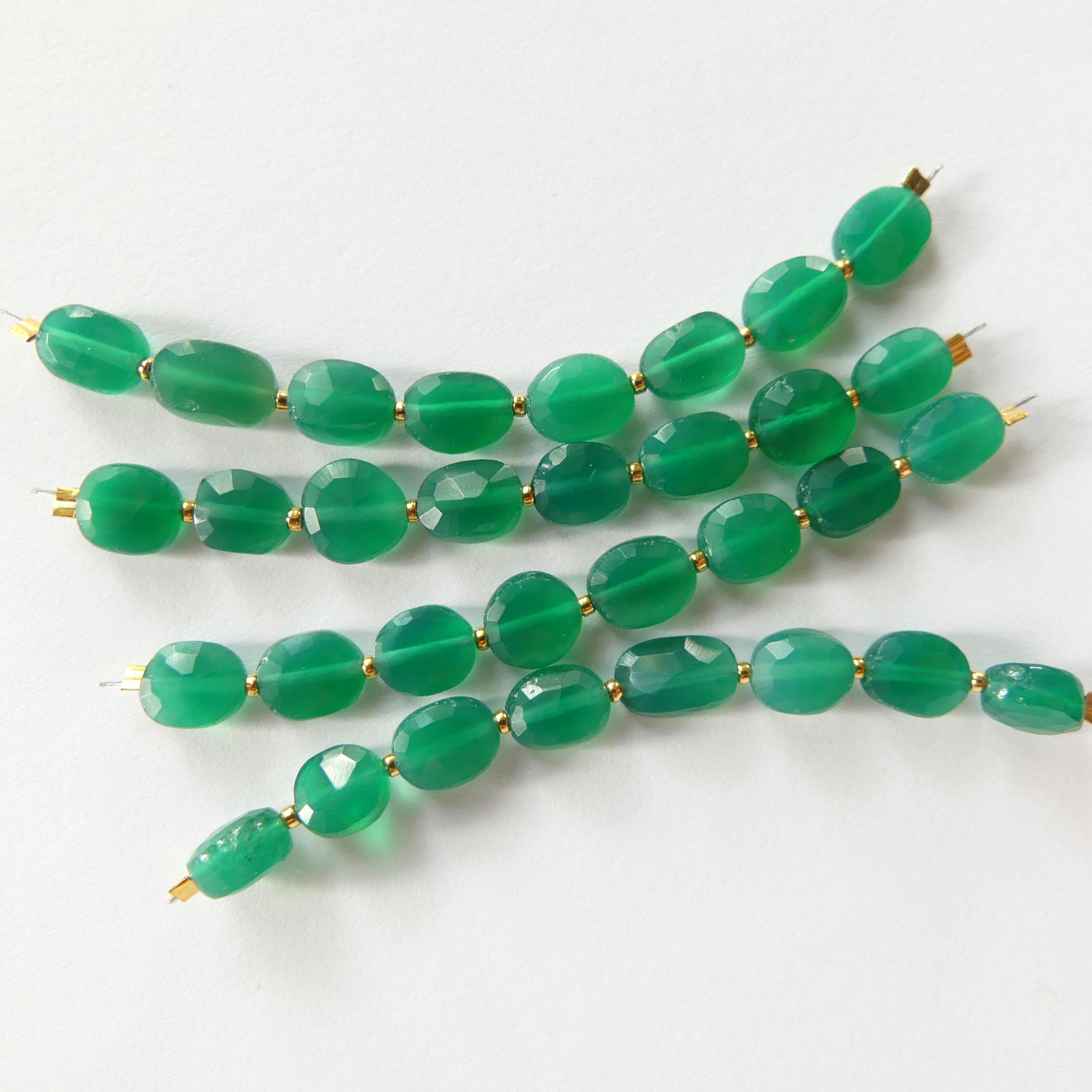 6mm Green Onyx Oval Beads Faceted 6 Pcs Genuine Gemstone Beads Jewelry Making Beading Craft Gift DIY Earrings supplies May Birthstone