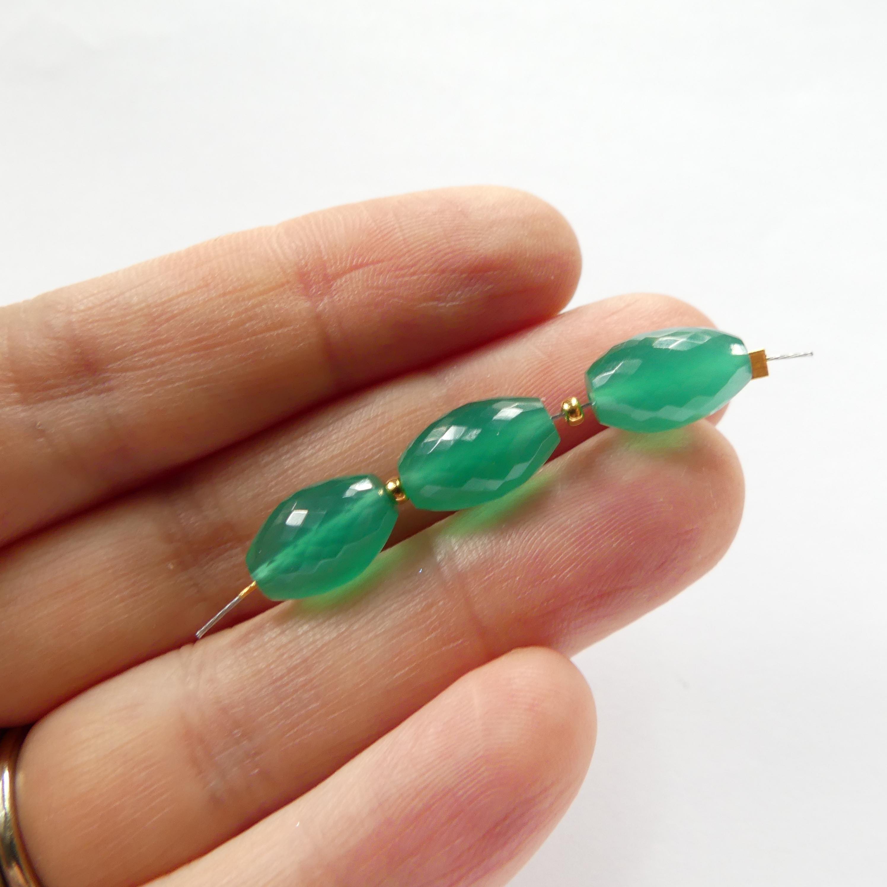 AAA Green Onyx Barrel Beads Faceted Oval 2 Pcs Genuine Gemstone Beads Jewelry Making Beading Craft Gift DIY Earrings supplies May Birthstone