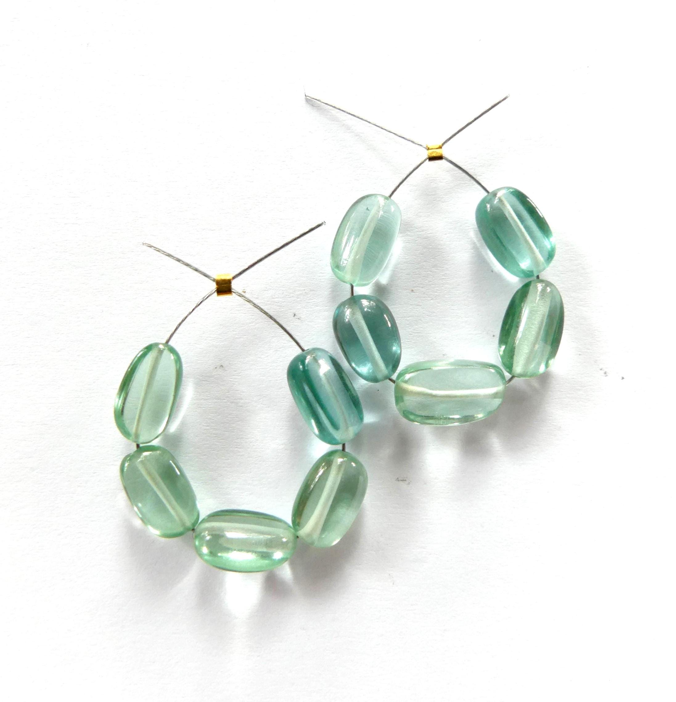 6mm Green Sapphire Oval Beads Smooth 5 Pcs Sapphire Genuine Gemstone Beads Jewelry Making Beading Craft Gift September Birthstone
