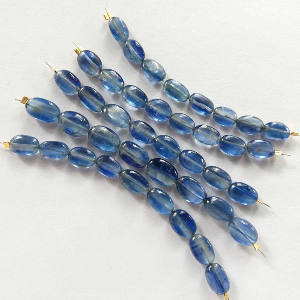 Blue Kyanite Oval Beads Smooth 8 Pcs Genuine Gemstone Beads Jewelry Making Beading Craft Gift DIY Earrings supplies May Birthstone