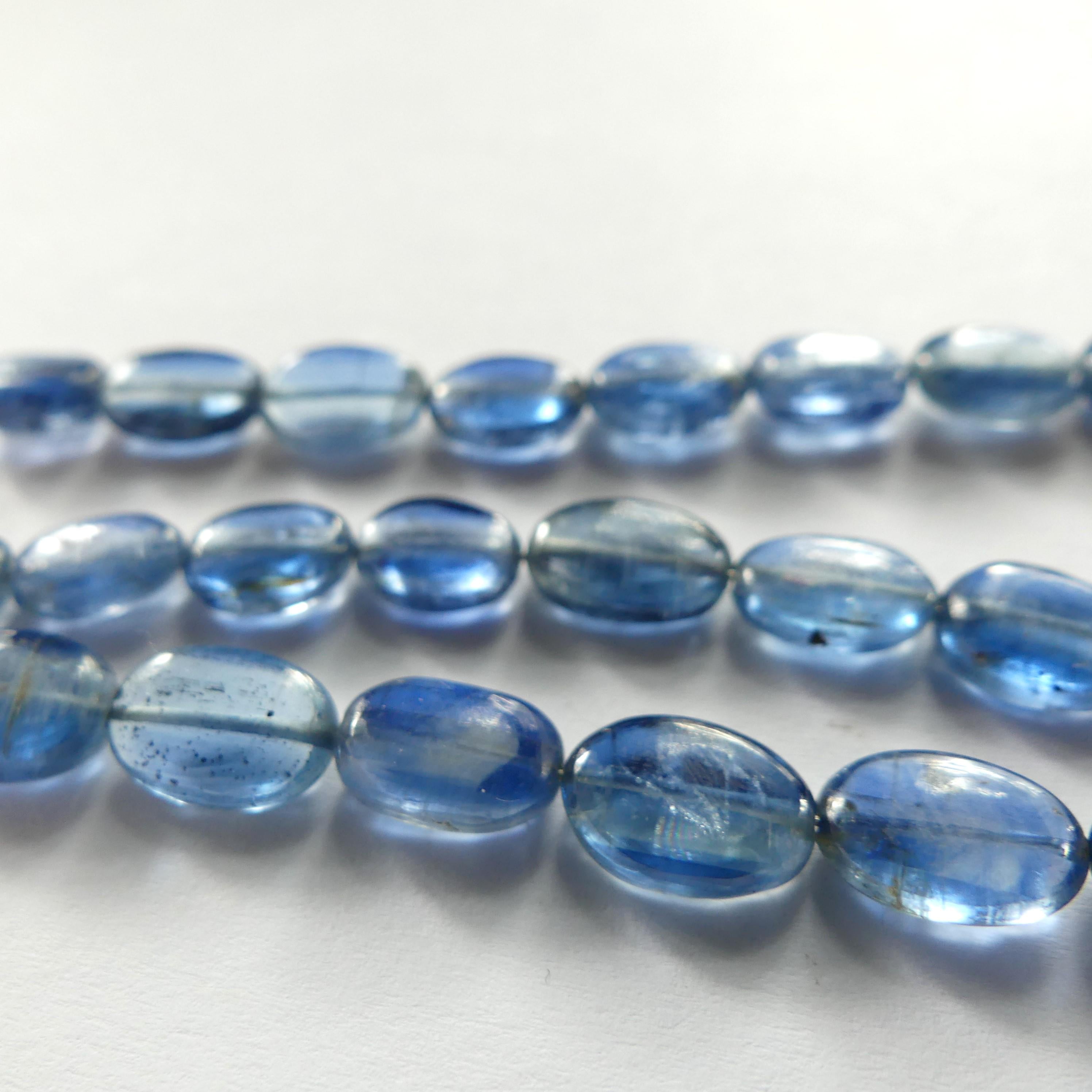 Blue Kyanite Oval Beads Smooth 8 Pcs Genuine Gemstone Beads Jewelry Making Beading Craft Gift DIY Earrings supplies May Birthstone