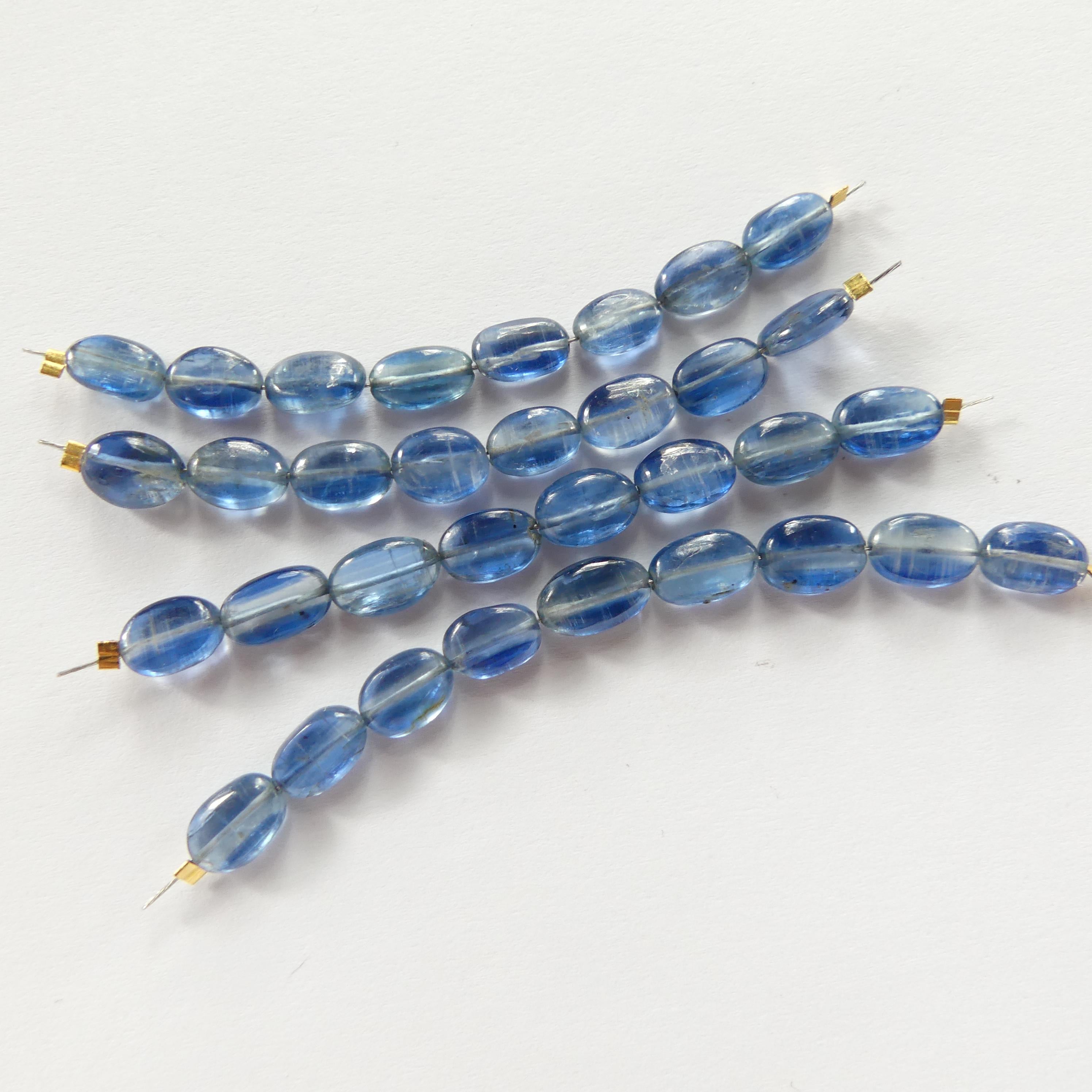 Blue Kyanite Oval Beads Smooth 8 Pcs Genuine Gemstone Beads Jewelry Making Beading Craft Gift DIY Earrings supplies May Birthstone