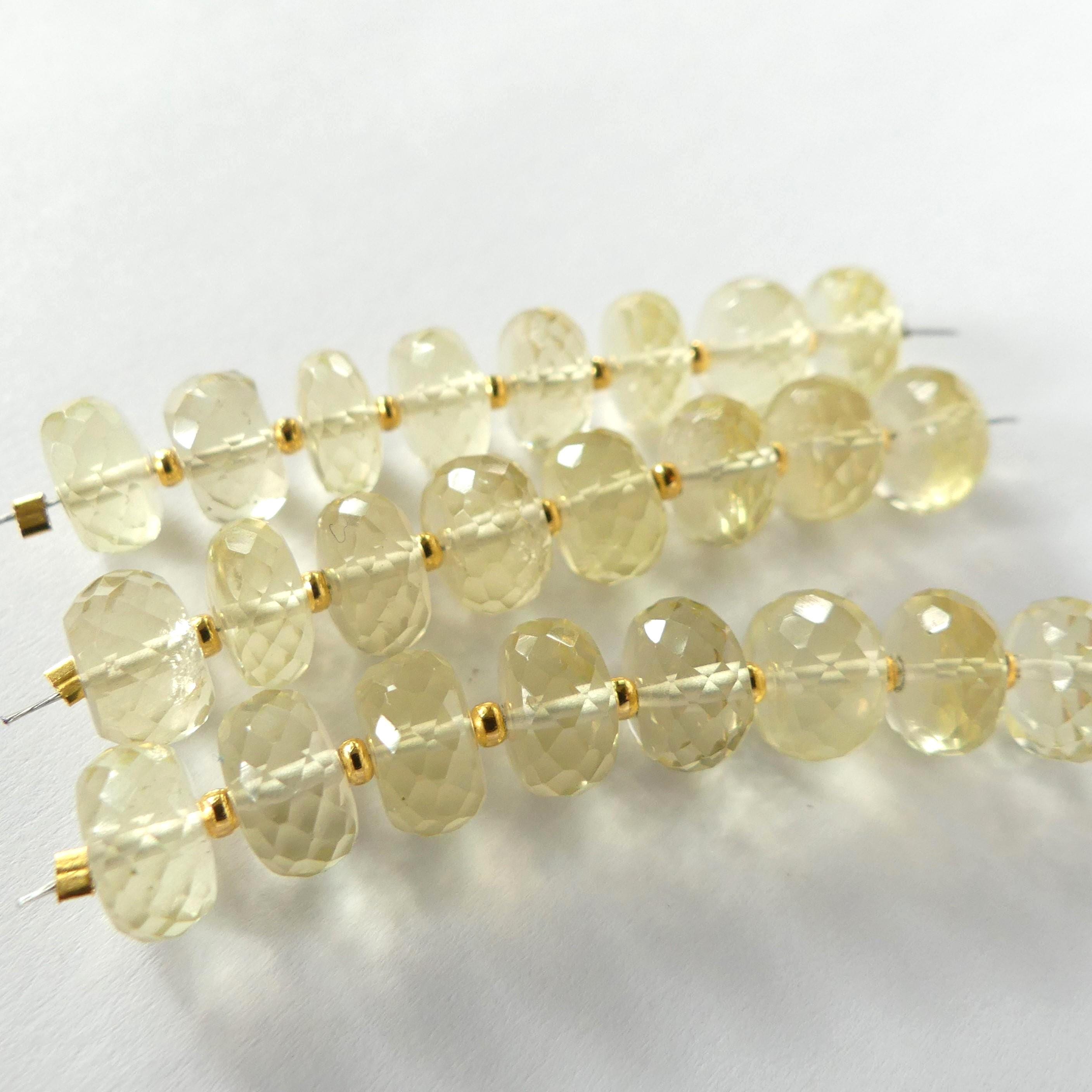 8mm AAA Yellow Topaz Beads Rondelle Beads 8 Pcs Gemstone Beads for Silk Knotting Jewelry Making DIY Necklace November birthstone