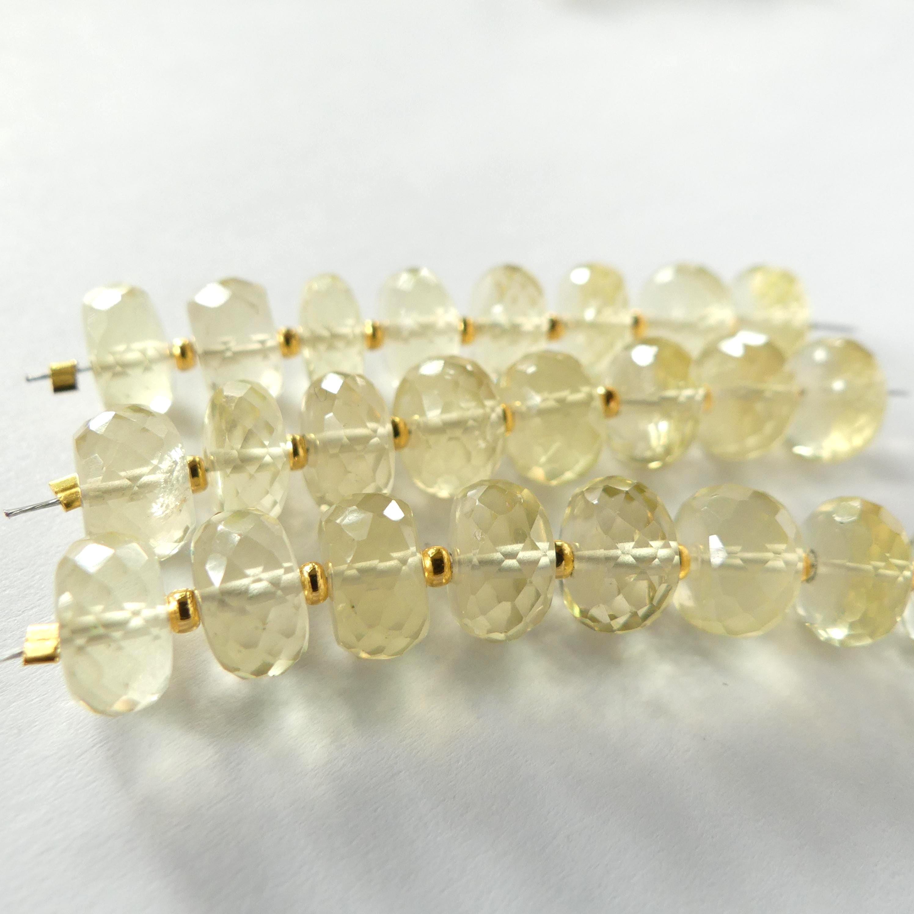 8mm AAA Yellow Topaz Beads Rondelle Beads 8 Pcs Gemstone Beads for Silk Knotting Jewelry Making DIY Necklace November birthstone