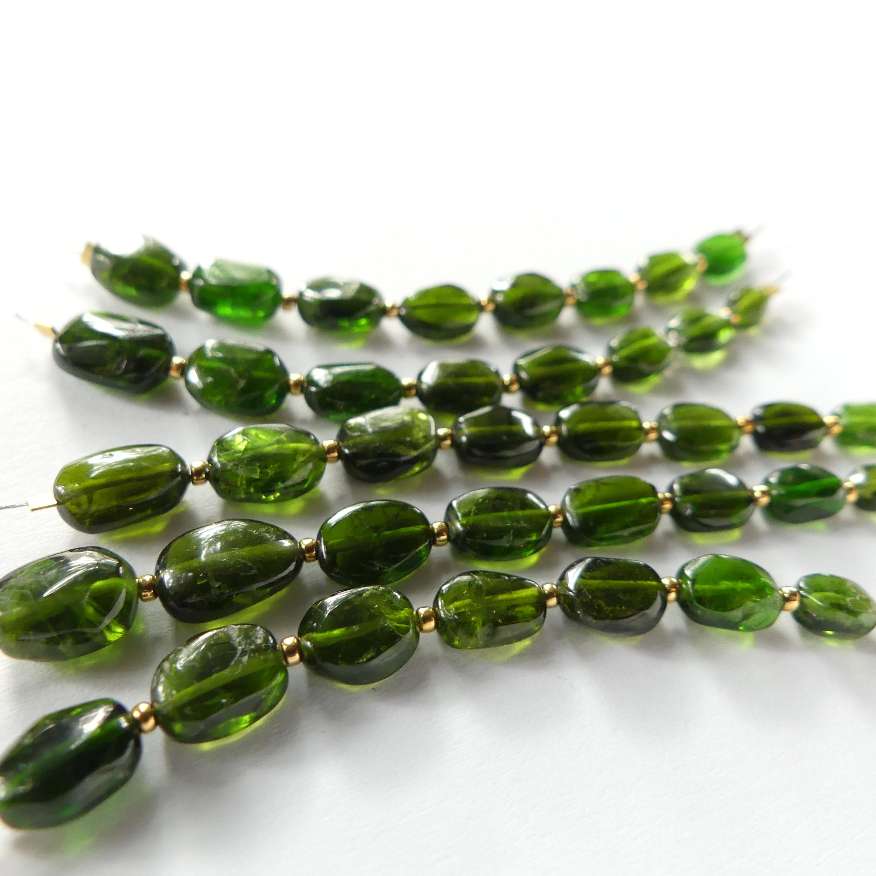 Chrome Diopside Oval Beads Smooth Nuggets 8 Pcs Green Gemstone Beads Jewelry Making Beading Craft Gift DIY Earrings supplies May Birthstone