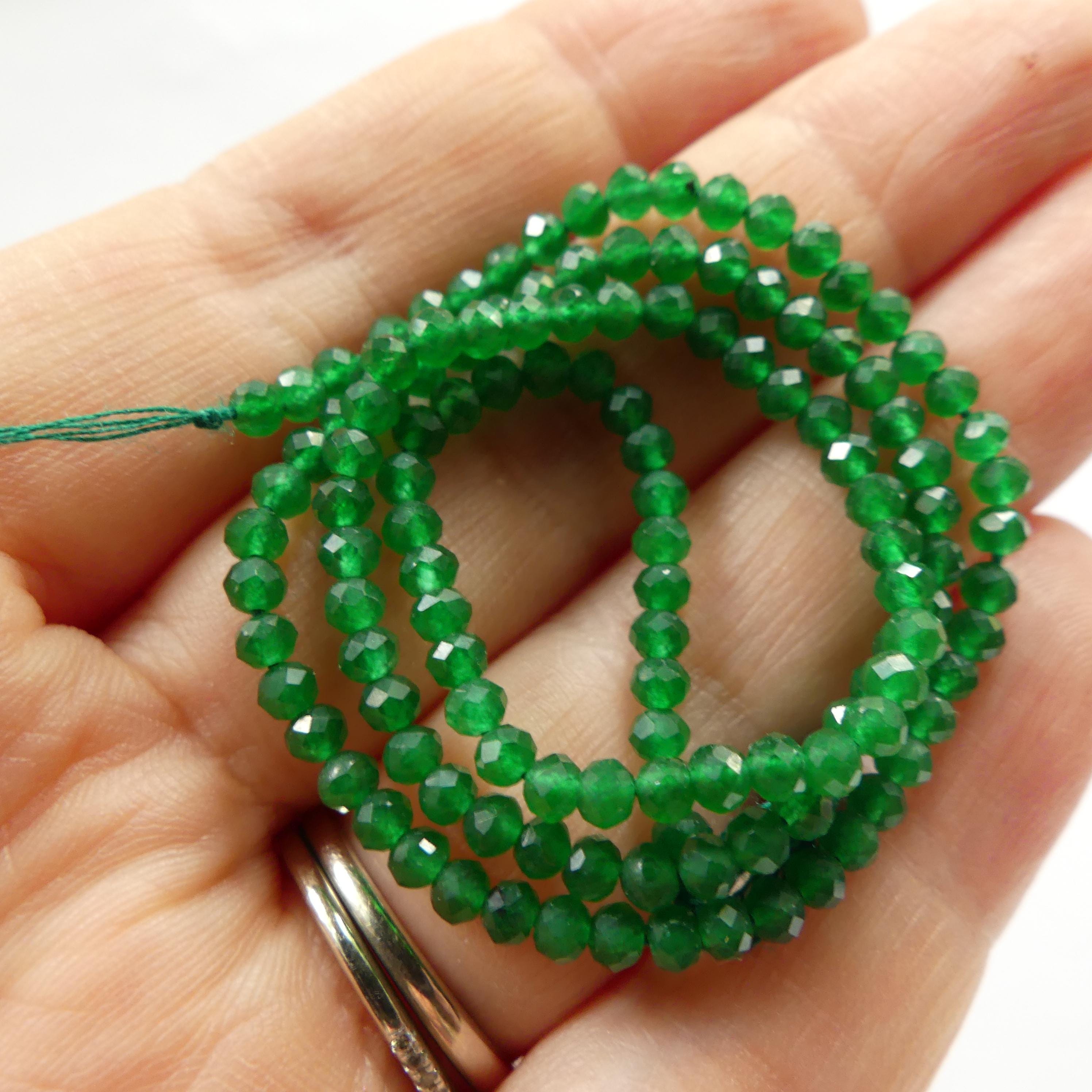 2mm 3mm Natural Green Onyx Beads Micro Faceted Beads 12.5" Natural Onyx Gemstone Beads Beading Crafter Gift DIY jewelry