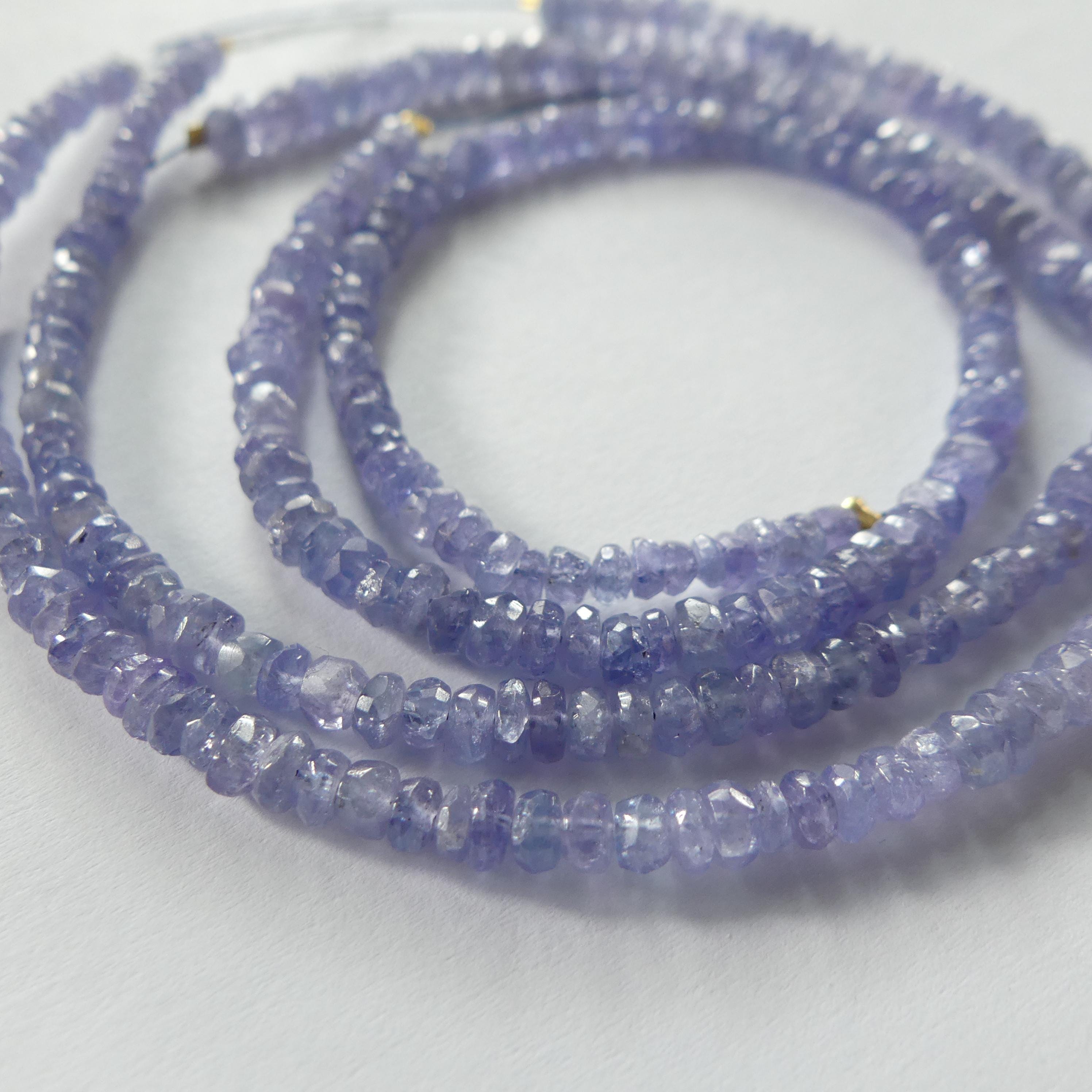 3mm 4mm AAA Tanzanite Beads Hand Faceted Rondelle Beads 8" Natural Tanzanite Gemstone Beads Beading Crafter Gift December Birthstone