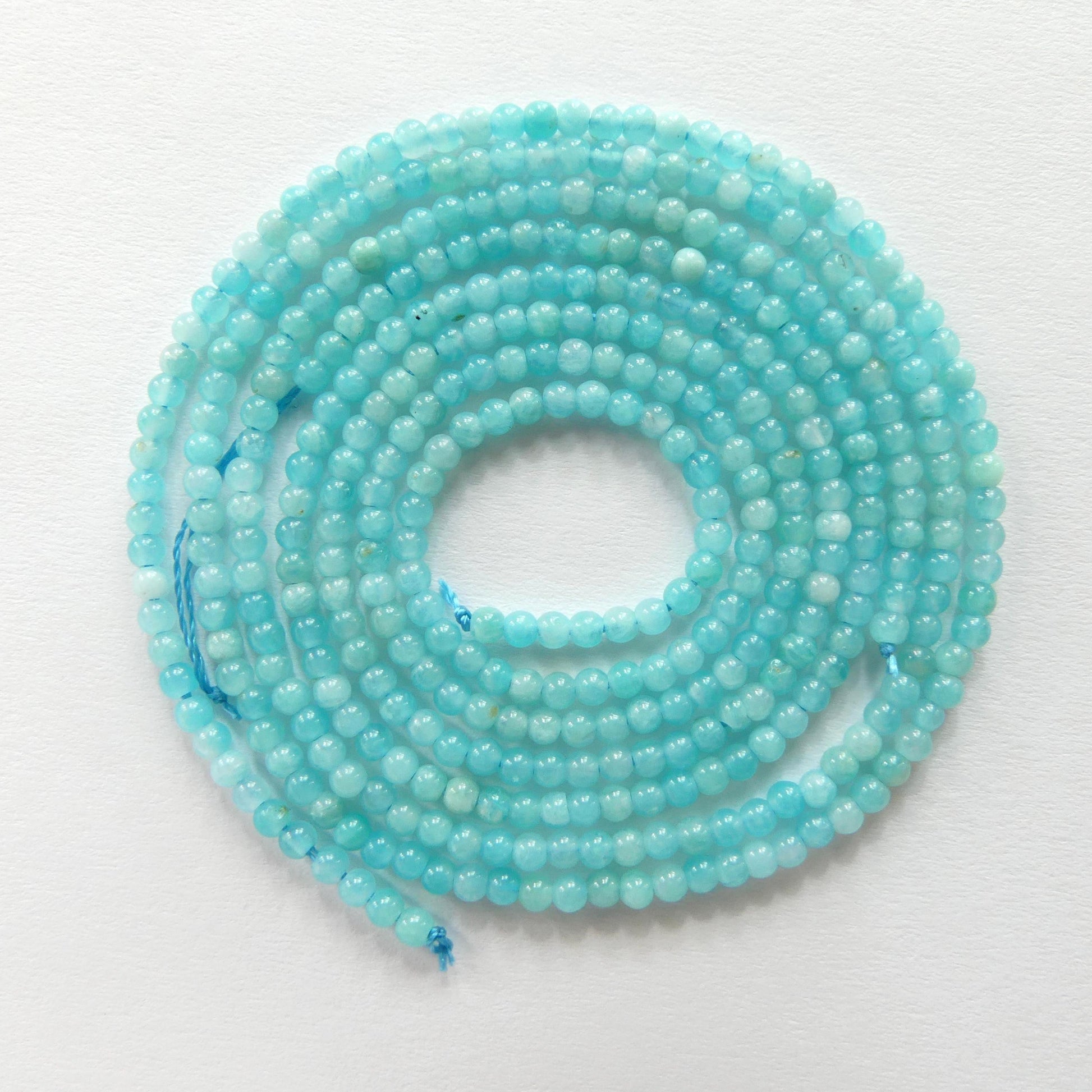 2mm Smooth Amazonite Beads 15" Bright Blue Peruvian amazonite Genuine Gemstone Beads for Jewelry Making Beading Craft Gift Beads