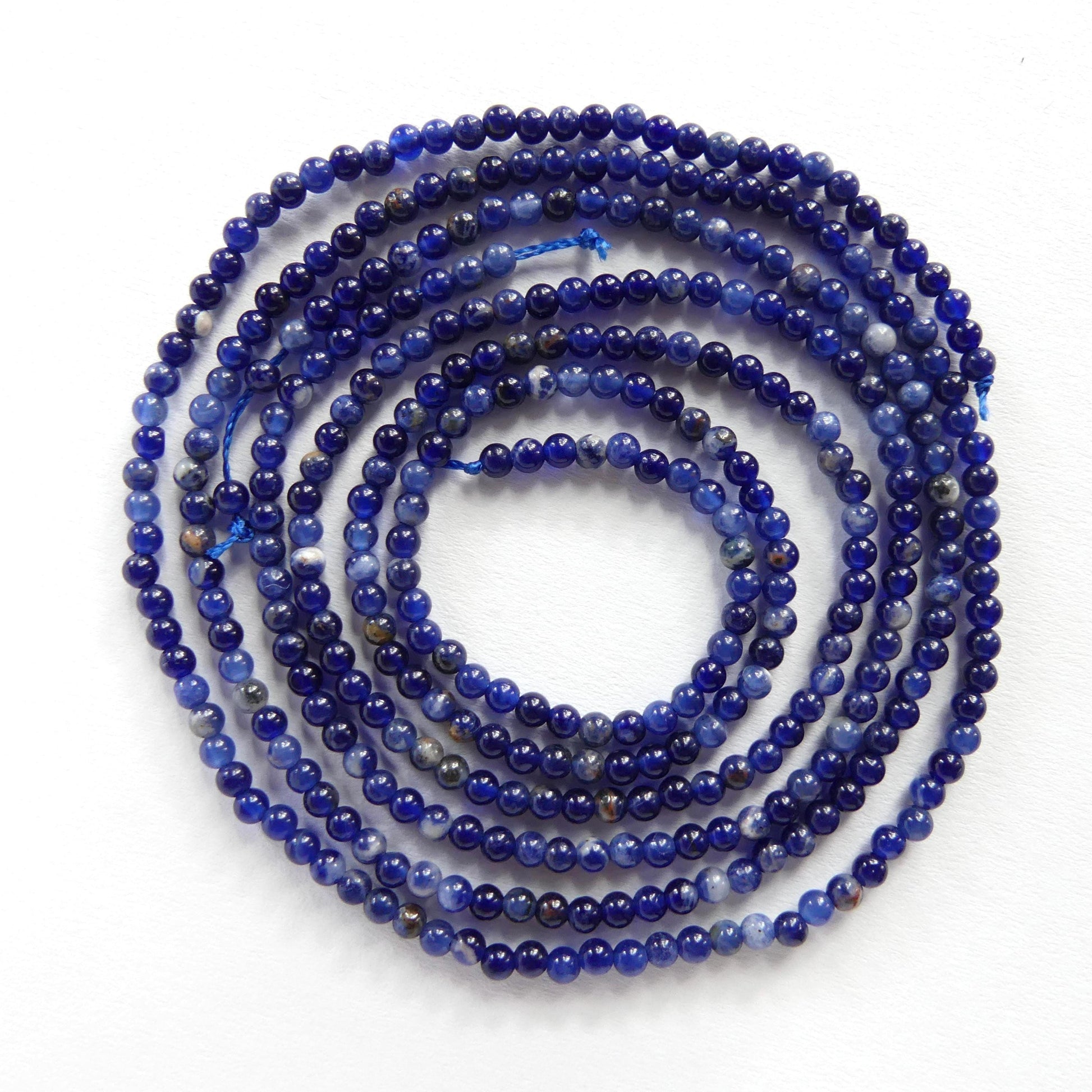 2mm Sodalite Smooth Beads 15" Blue Sodalite Genuine Gemstone Beads for Jewelry Making Beading Craft Gift Beads Blue Crystal Seed Beads