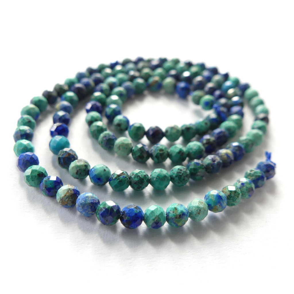 3mm Azurite Beads Malachite Faceted 15" Real Azurmalachite Gemstone Beads Beading Crafter Gift DIY Jewelry making Blue Green Crystal