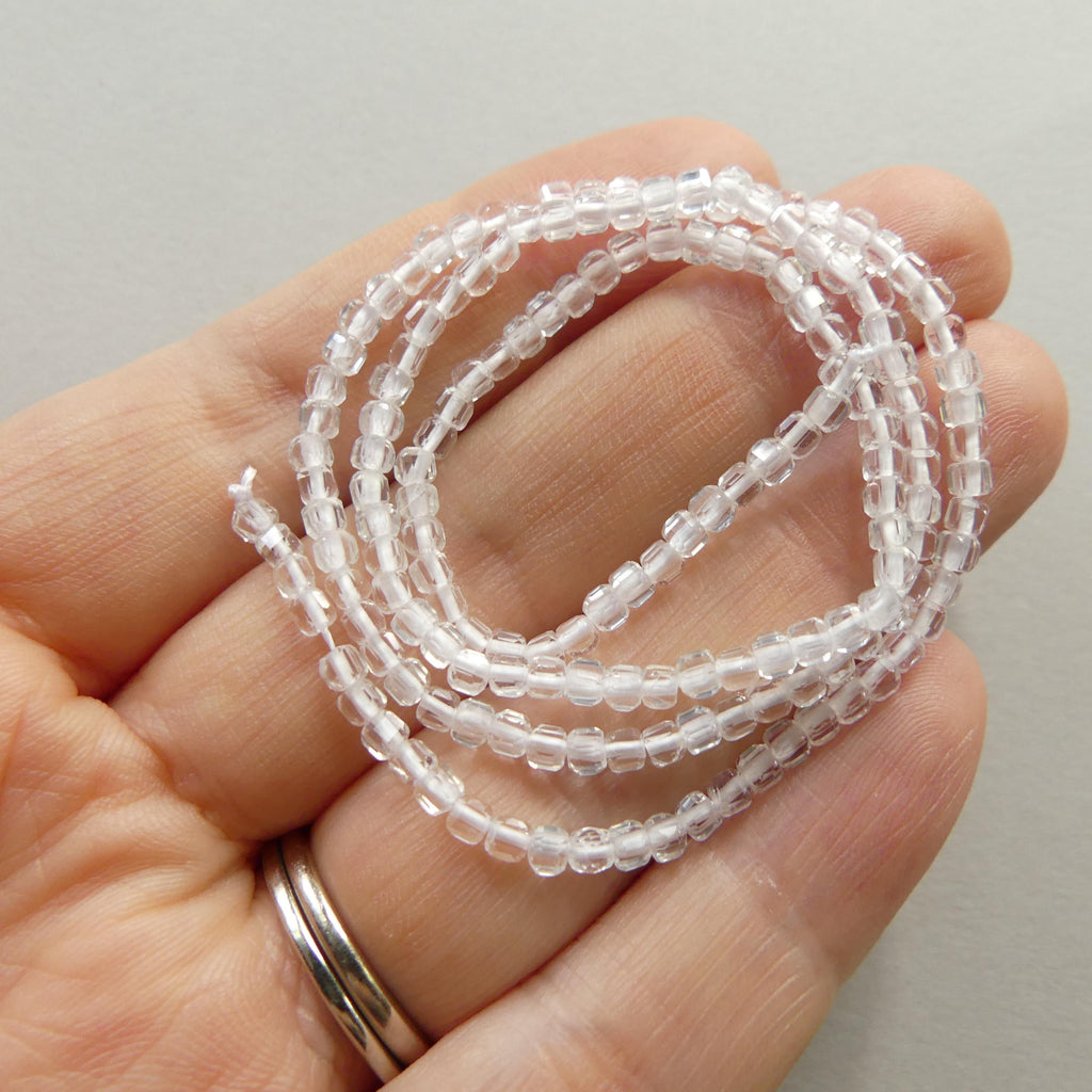 2mm AAA Rock Quartz Faceted Cube Beads 15" Clear Crystal Quartz Genuine Gemstone Beads Jewelry Making Beading Craft Gift April Birthstone