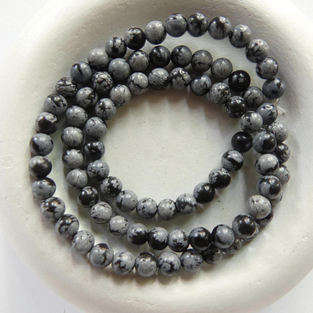 4mm 5mm Snowflake Obsidian Beads Faceted Gray Black Obsidian Genuine Beads 15" Gemstone Beads Beading Crafter Gift DIY Jewelry Making