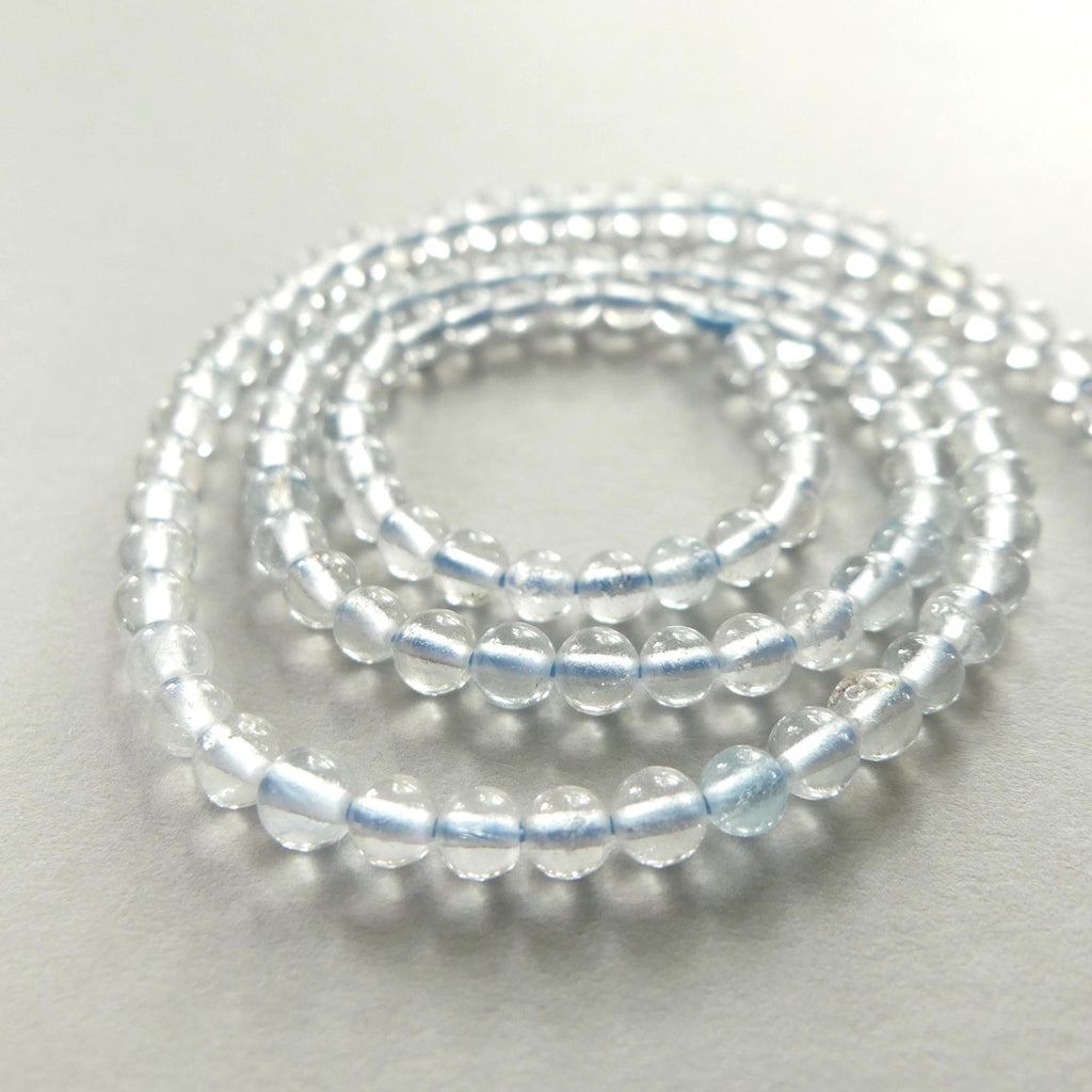 4mm AAA White Topaz Smooth Beads 15" Natural Topaz Clear Sparkly Gemstone Beads Beading Crafter Gift April Birthstone DIY Jewelry