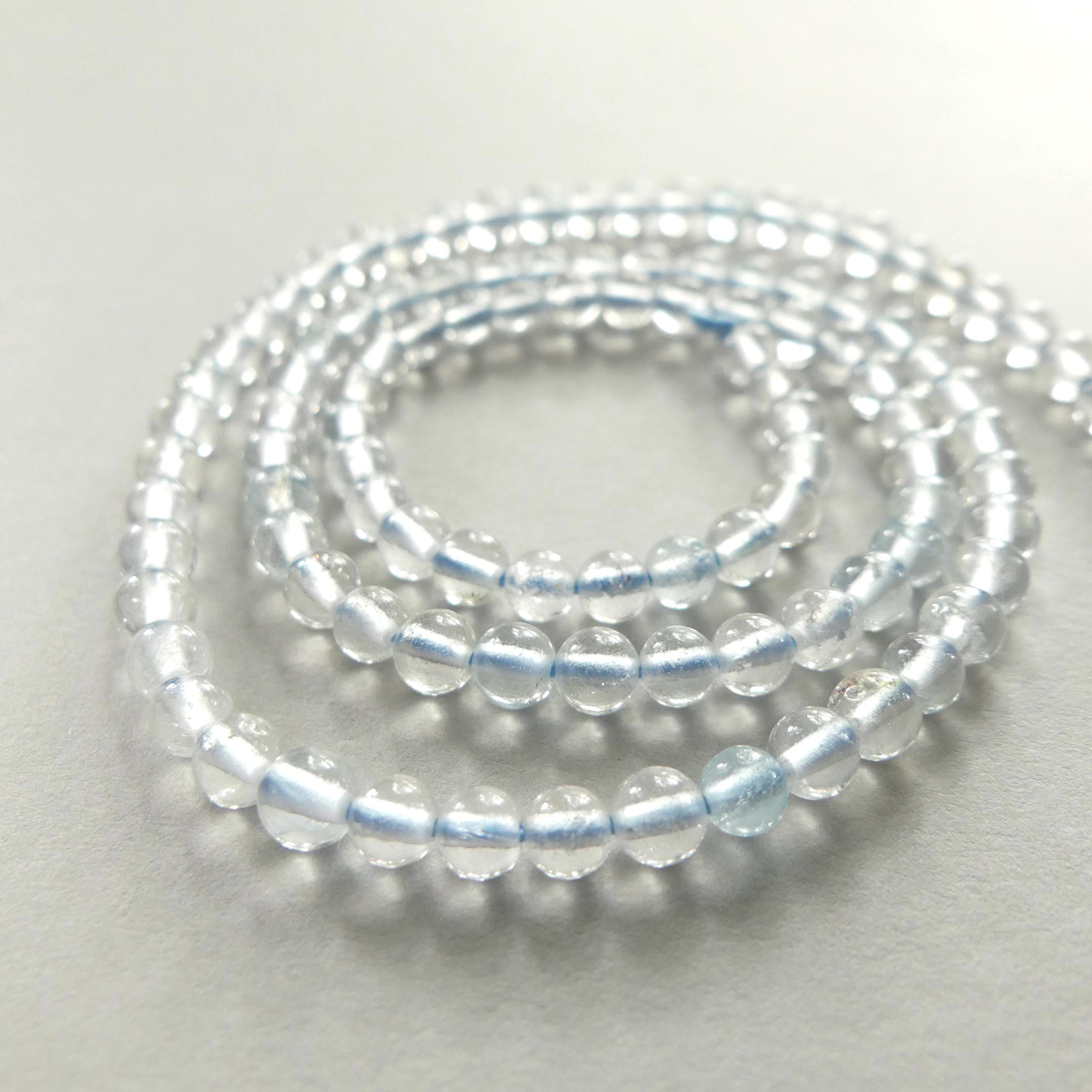 4mm AAA White Topaz Smooth Beads 15" Natural Topaz Clear Sparkly Gemstone Beads Beading Crafter Gift April Birthstone DIY Jewelry