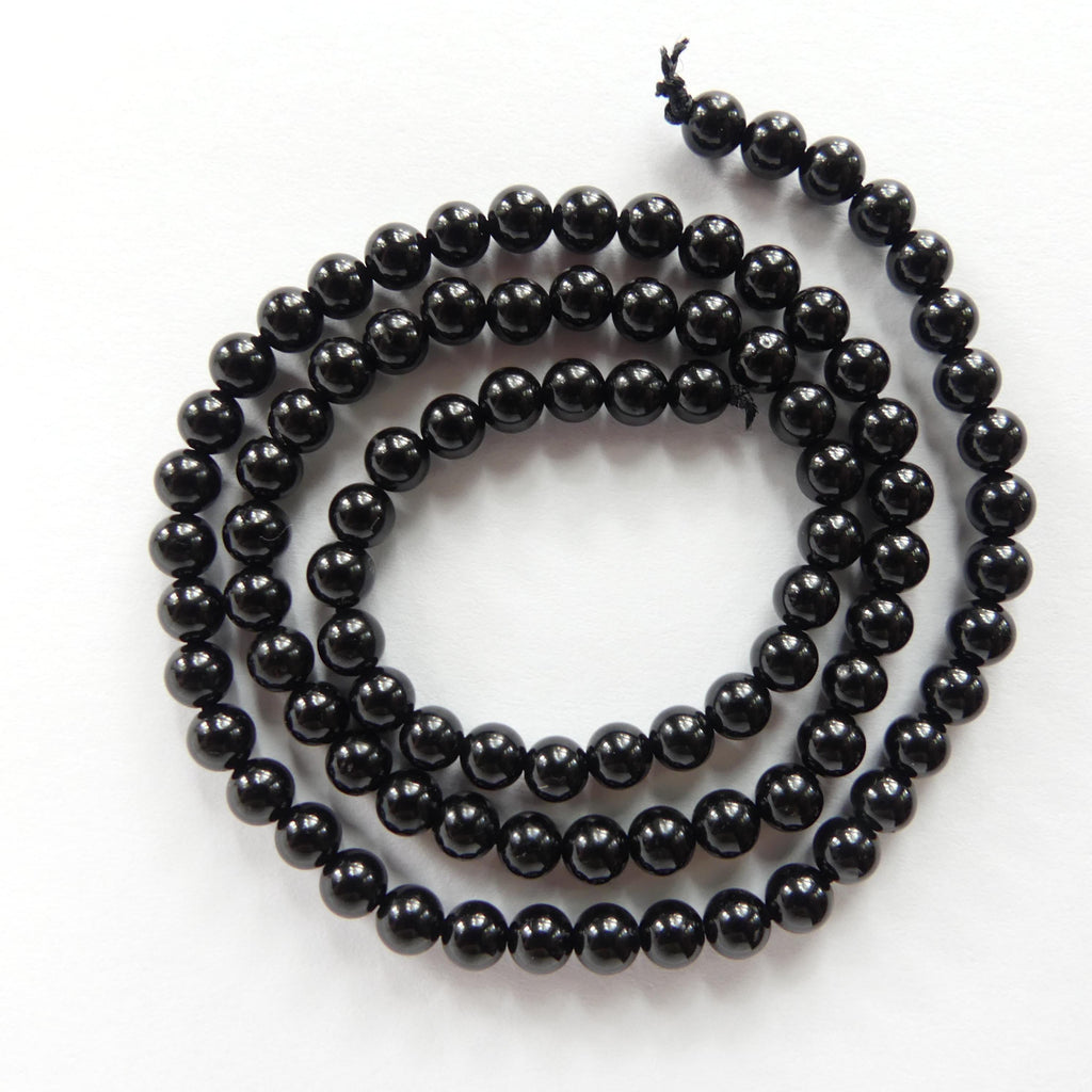 4mm Black Tourmaline Smooth Beads Genuine Tourmaline Beads 15" Gemstone Beads for DIY Jewelry Making October Birthstone Crafter Beading Gift