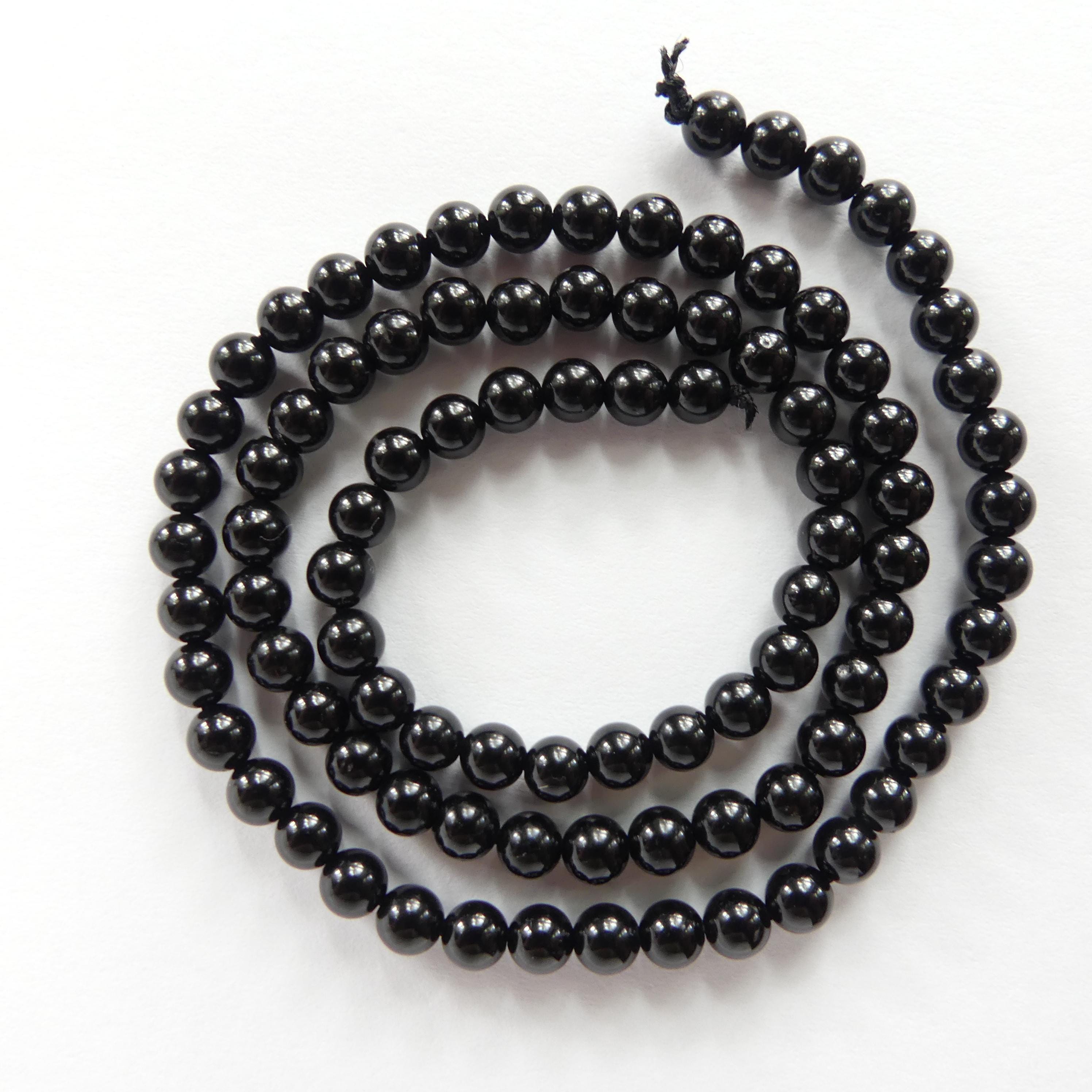 4mm Black Tourmaline Smooth Beads Genuine Tourmaline Beads 15" Gemstone Beads for DIY Jewelry Making October Birthstone Crafter Beading Gift