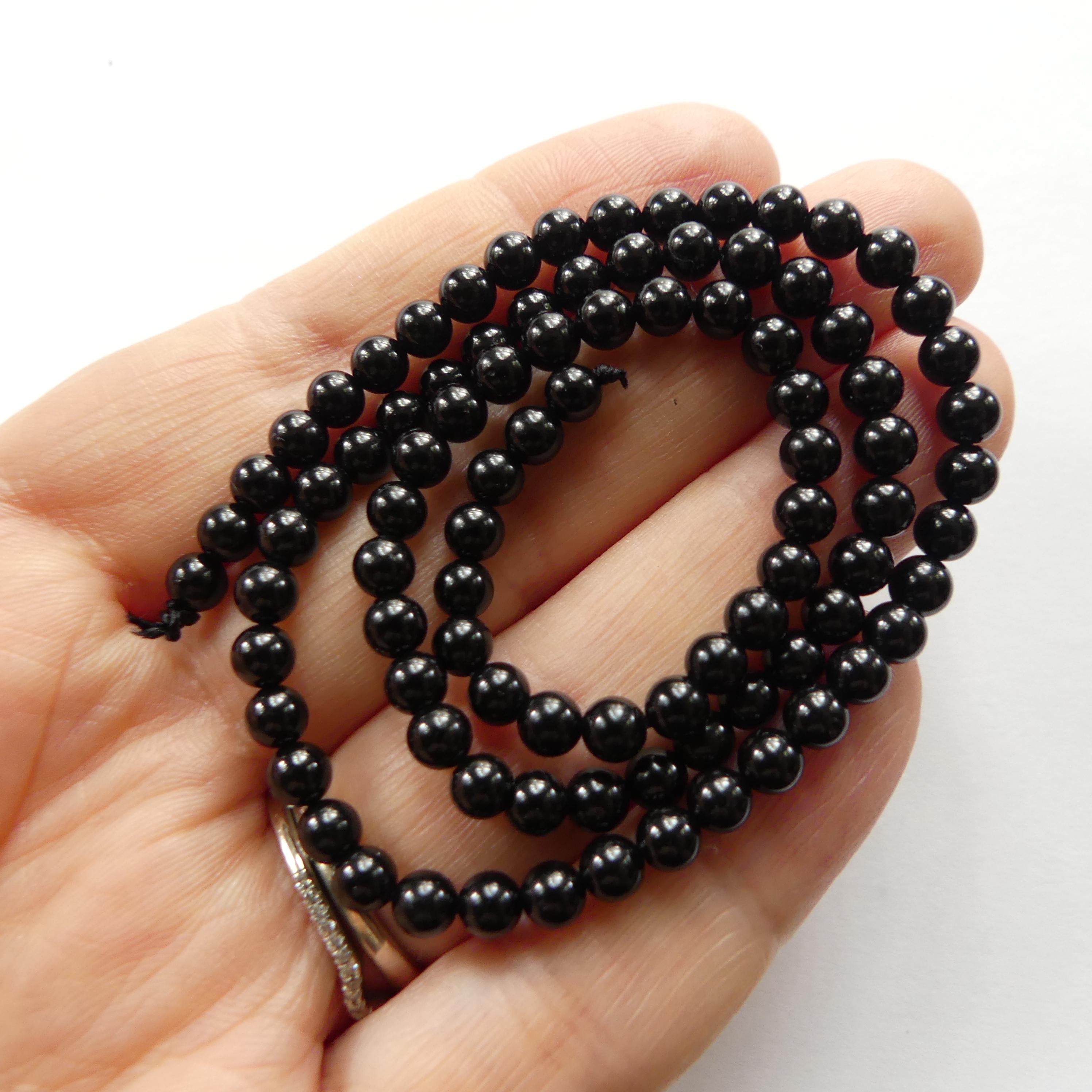 4mm Black Tourmaline Smooth Beads Genuine Tourmaline Beads 15" Gemstone Beads for DIY Jewelry Making October Birthstone Crafter Beading Gift