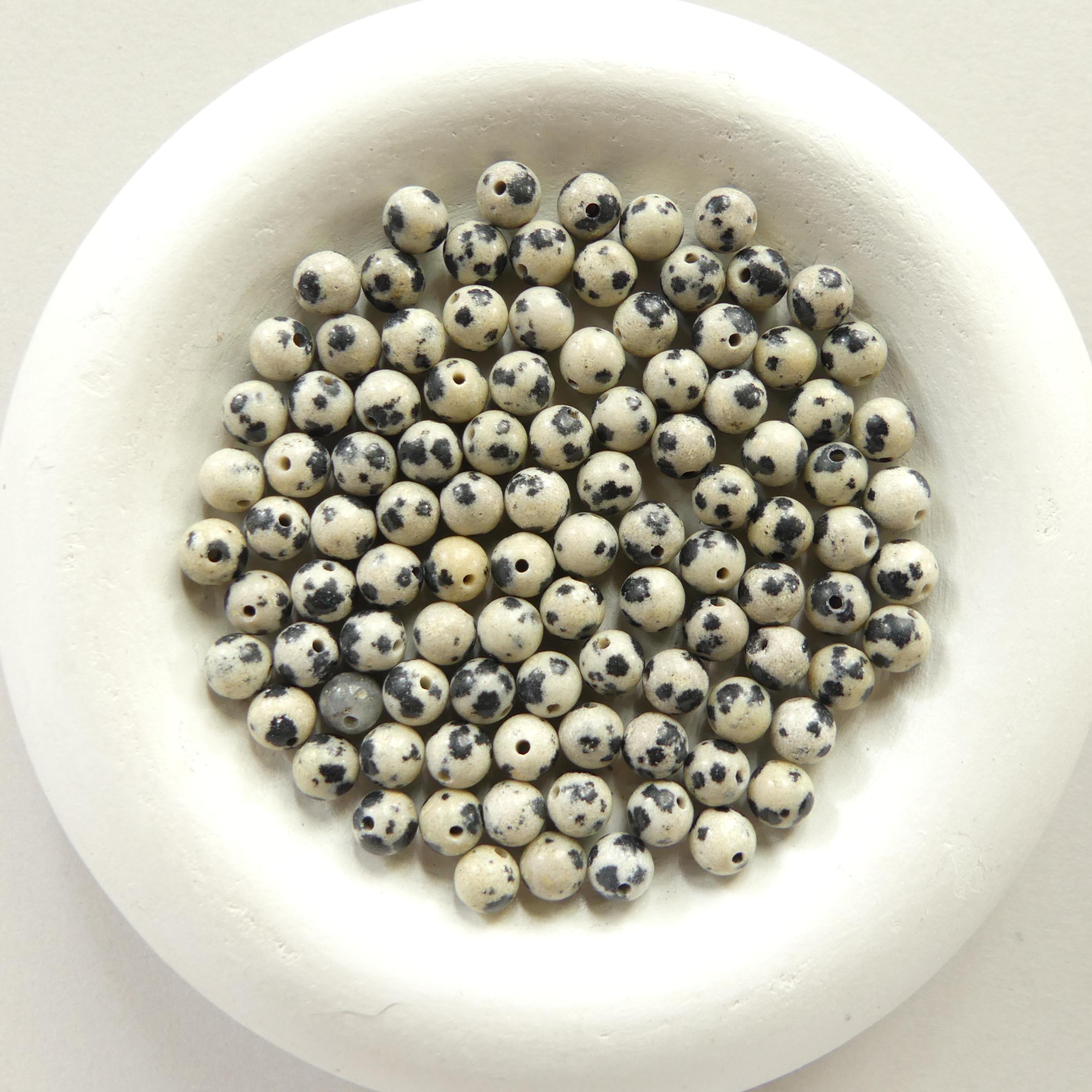 4mm Dalmatian Jasper Beads Smooth Genuine Small Spotted Jasper Kiwi Beads 9" Gemstone Beads for Jewelry Making Beading Gift Crafter